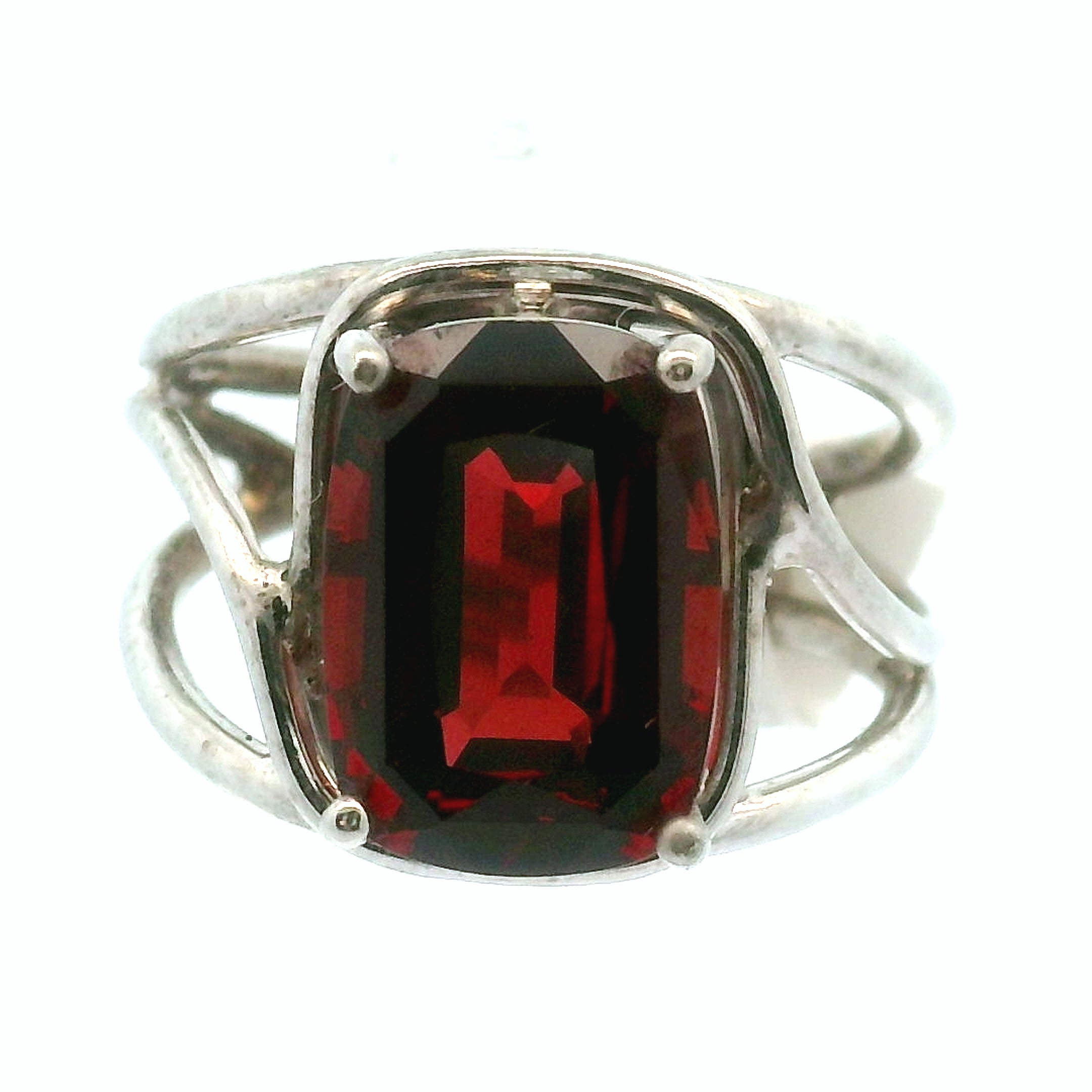 Garnet Cuff Ring .925 Silver for Health and Strength