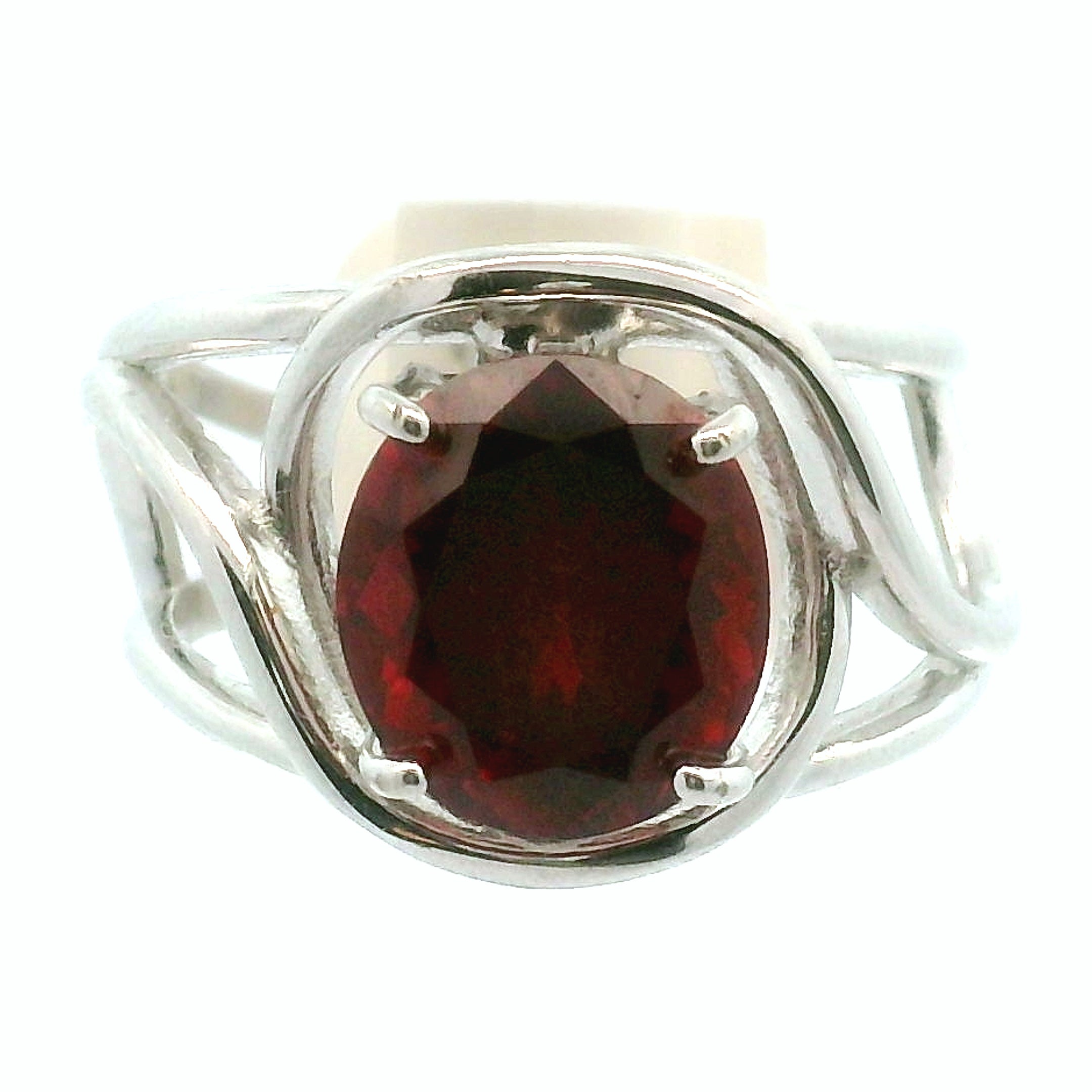 Garnet Cuff Ring .925 Silver for Health and Strength