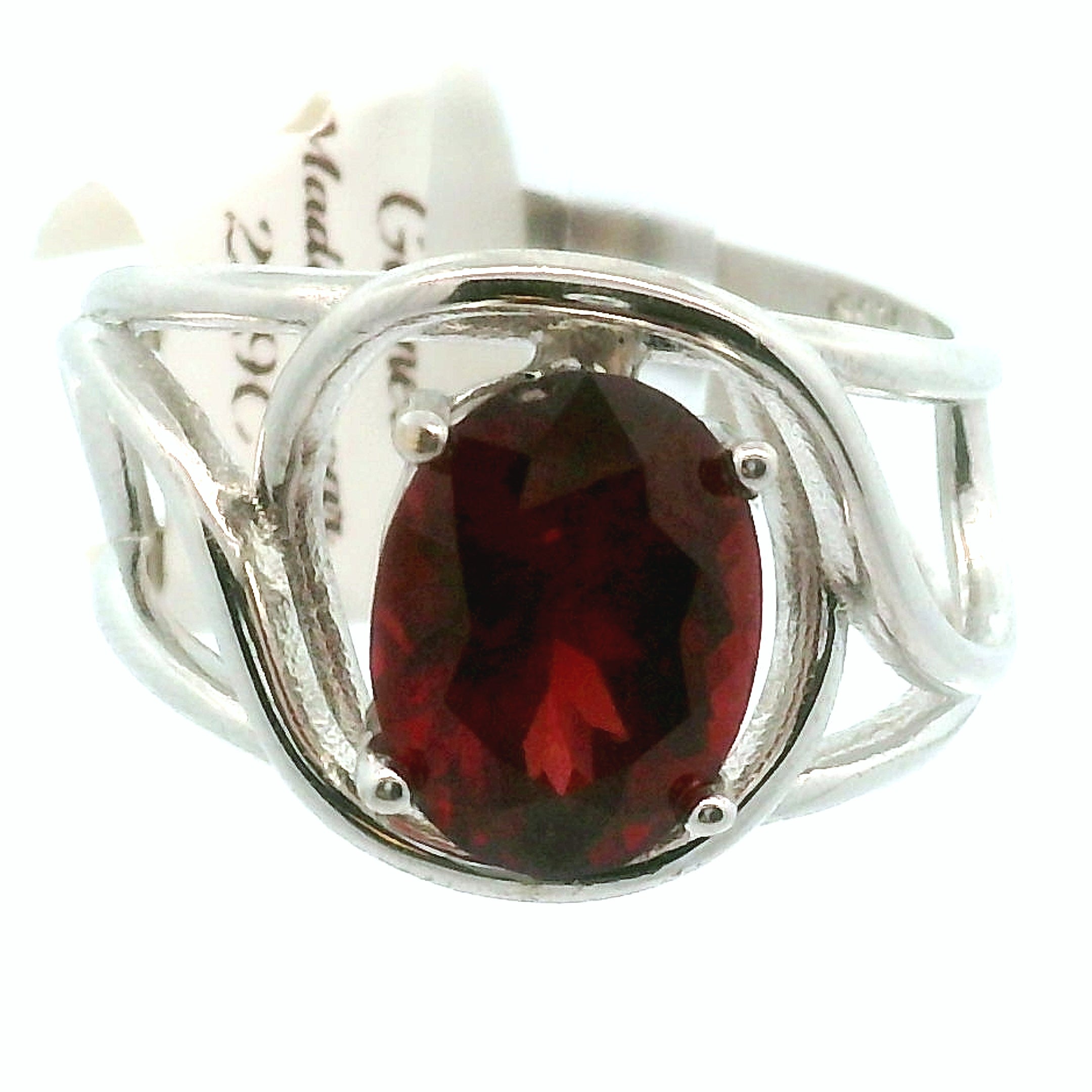 Garnet Cuff Ring .925 Silver for Health and Strength