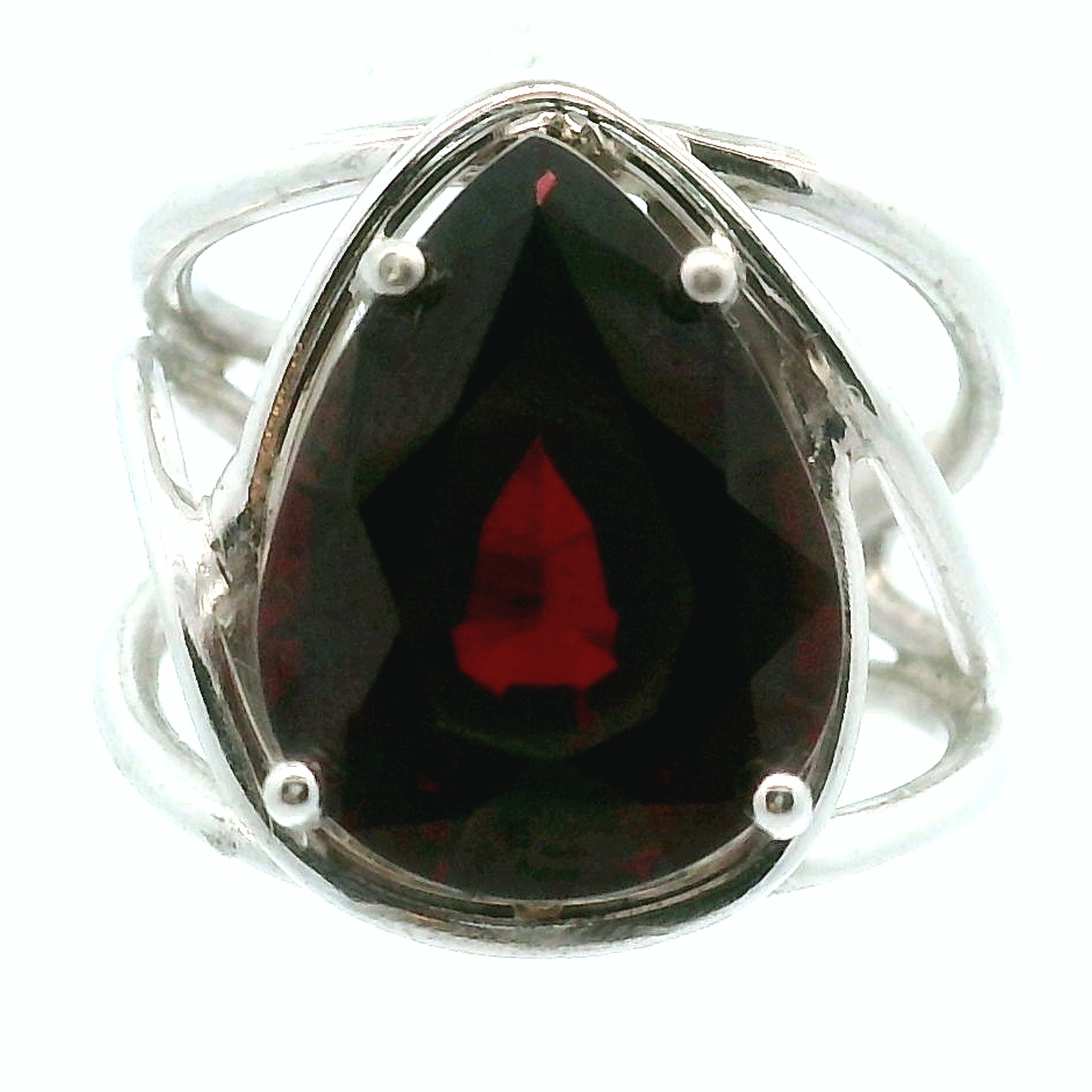 Garnet Cuff Ring .925 Silver for Health and Strength
