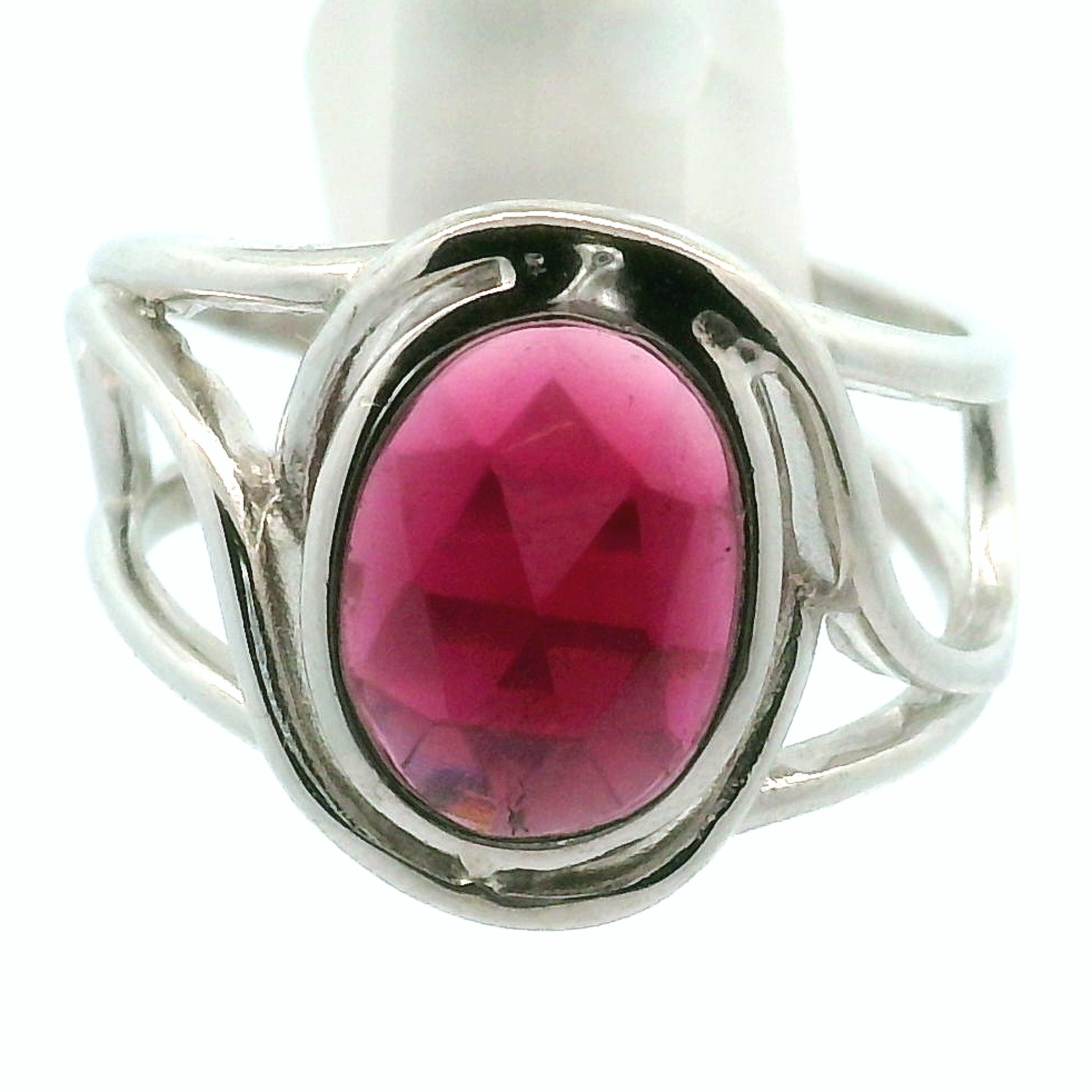 Rhodolite Garnet Cuff Ring .925 Silver for Connection with Angels and Spirit Guides