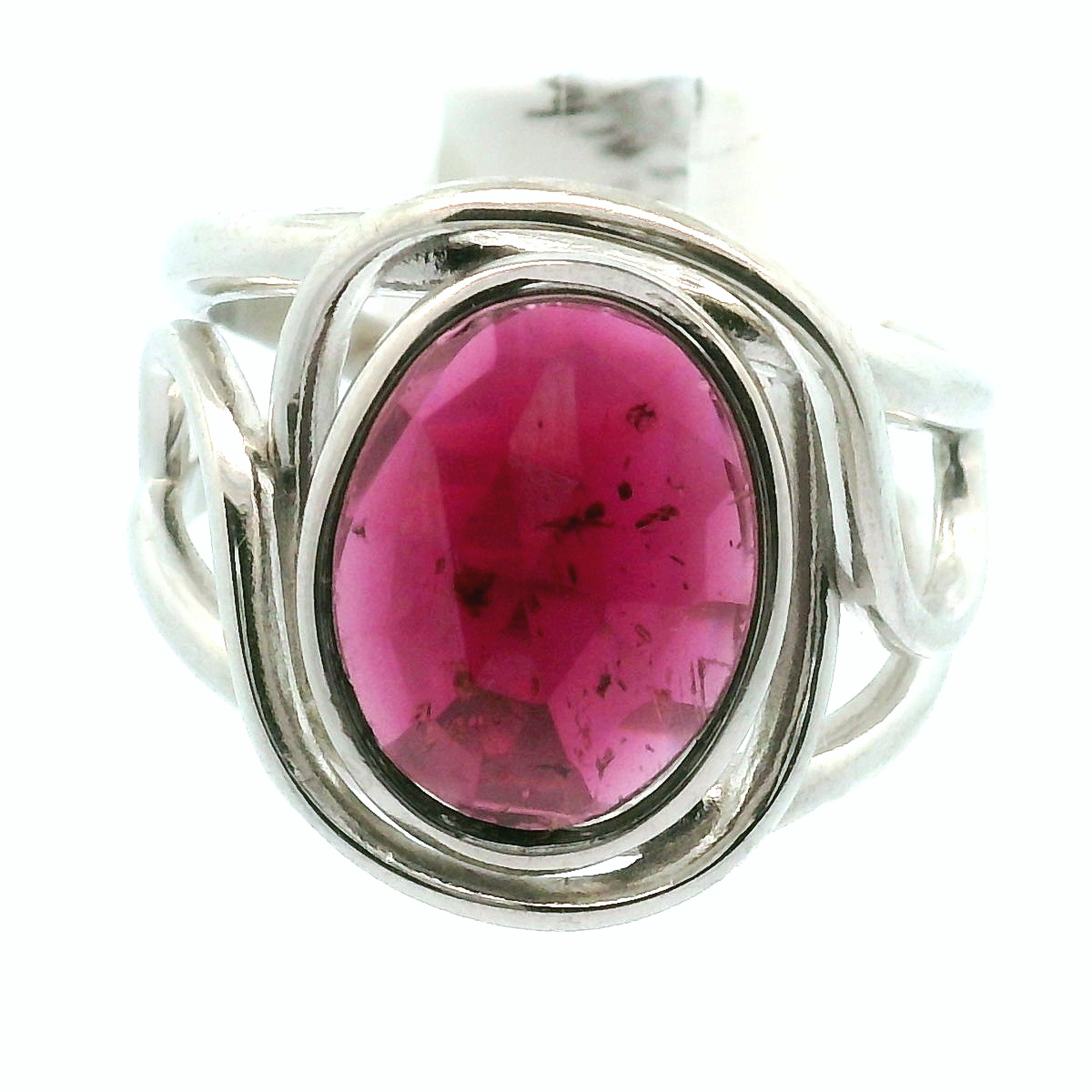 Rhodolite Garnet Cuff Ring .925 Silver for Connection with Angels and Spirit Guides