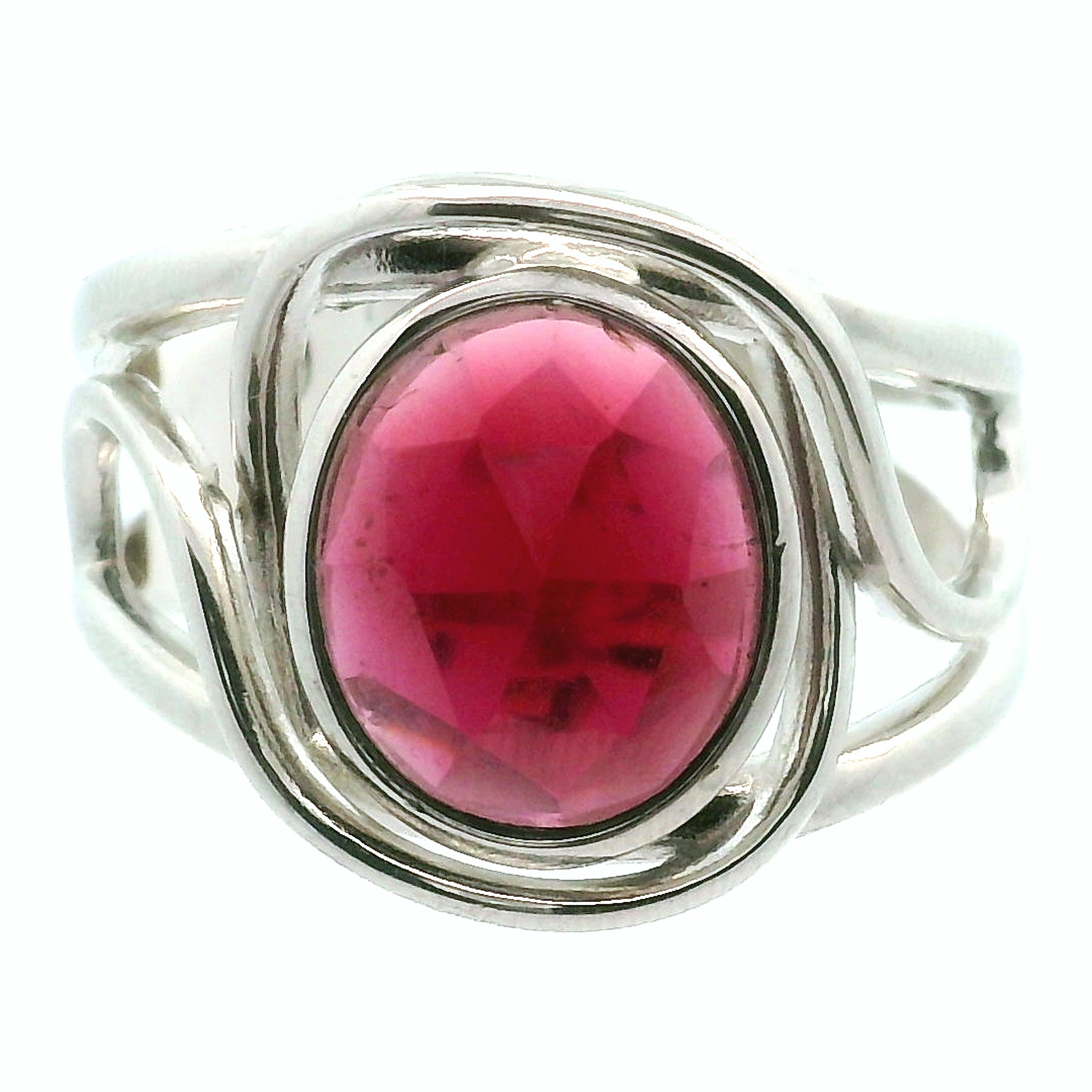 Rhodolite Garnet Cuff Ring .925 Silver for Connection with Angels and Spirit Guides