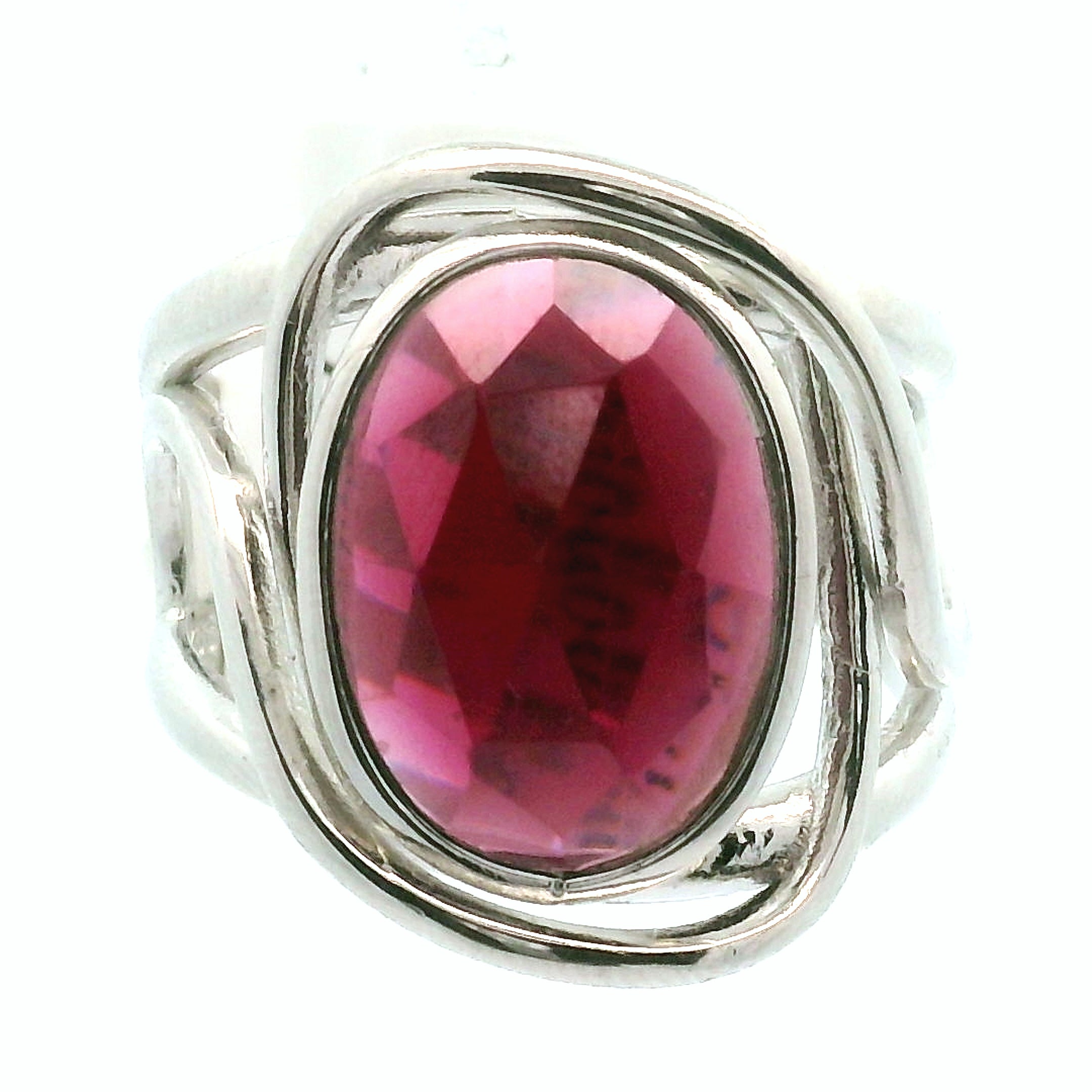 Rhodolite Garnet Cuff Ring .925 Silver for Connection with Angels and Spirit Guides