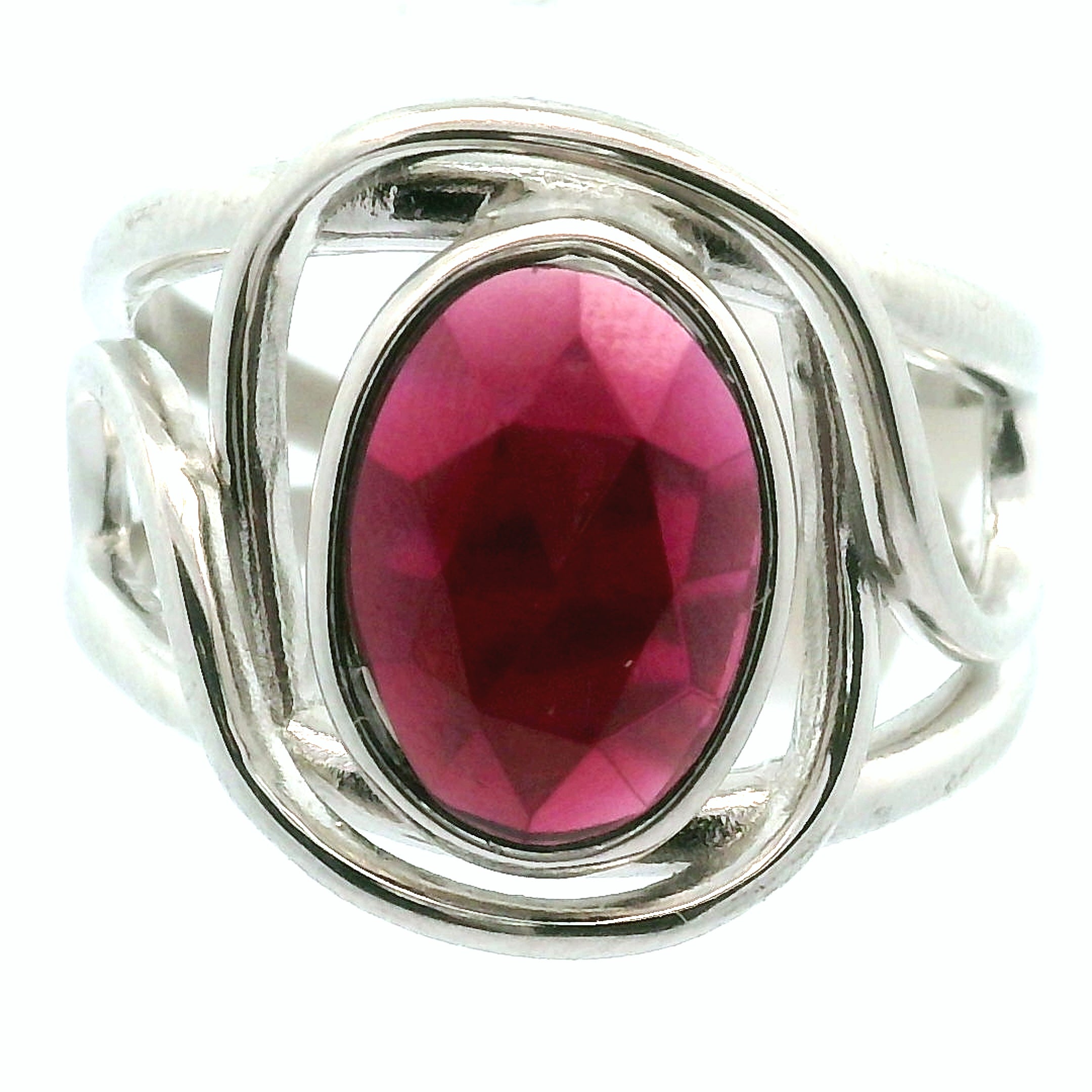 Rhodolite Garnet Cuff Ring .925 Silver for Connection with Angels and Spirit Guides