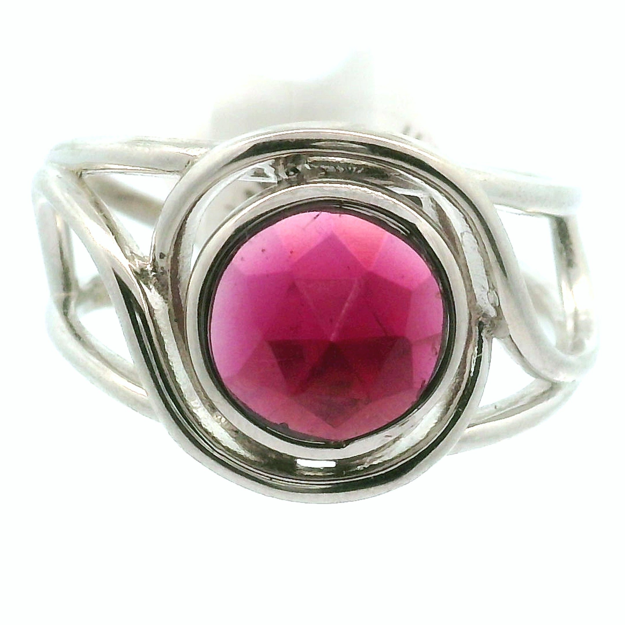 Rhodolite Garnet Cuff Ring .925 Silver for Connection with Angels and Spirit Guides