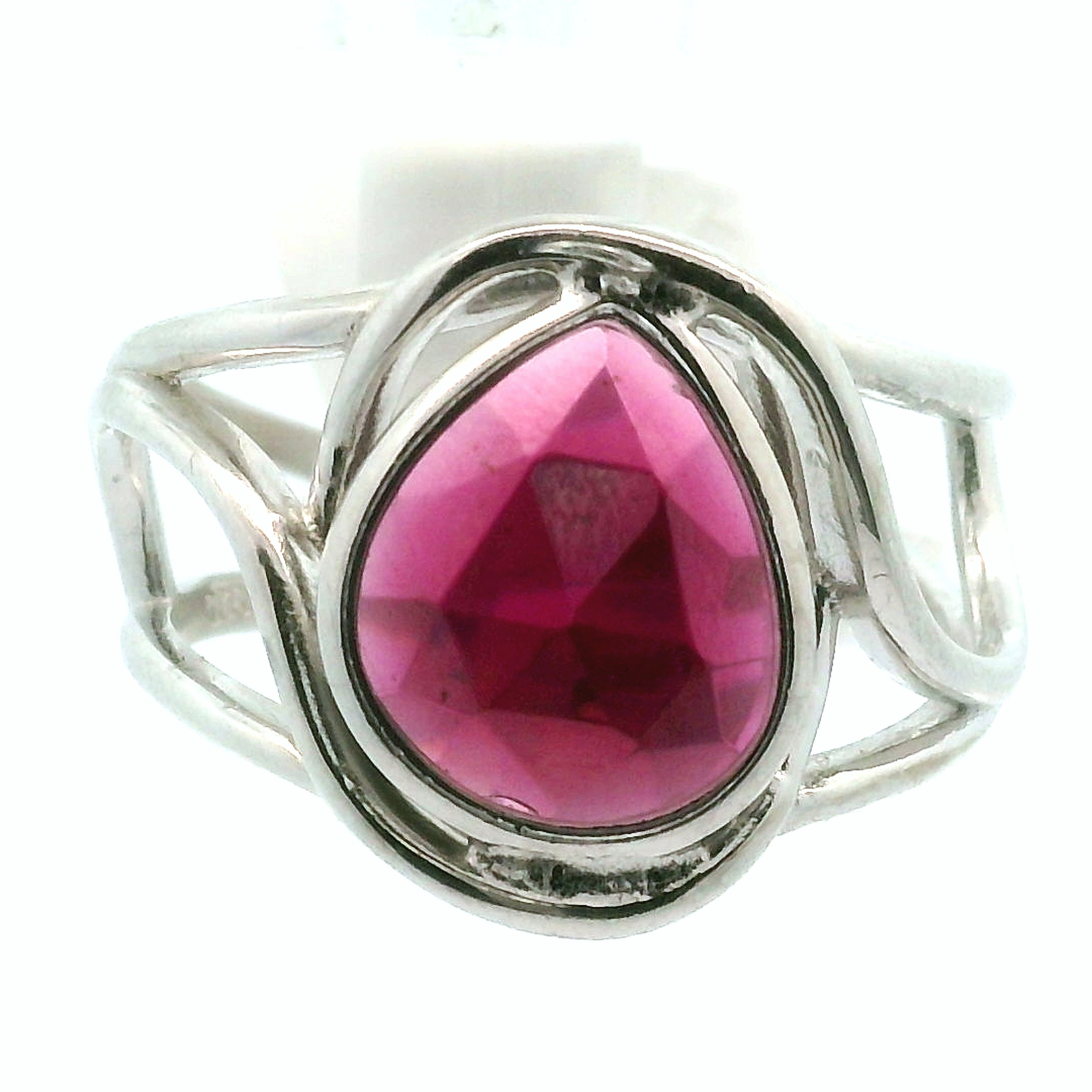 Rhodolite Garnet Cuff Ring .925 Silver for Connection with Angels and Spirit Guides