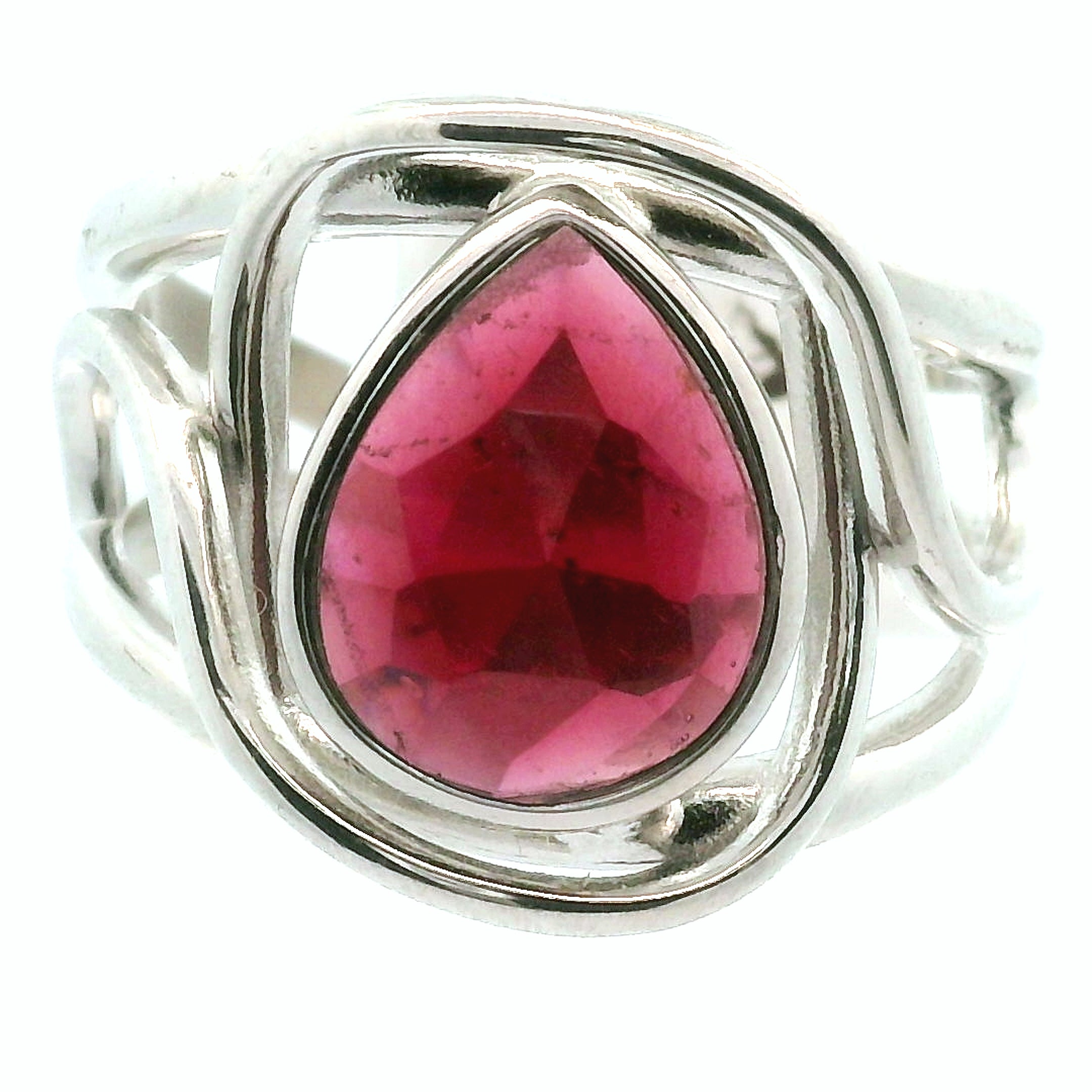 Rhodolite Garnet Cuff Ring .925 Silver for Connection with Angels and Spirit Guides