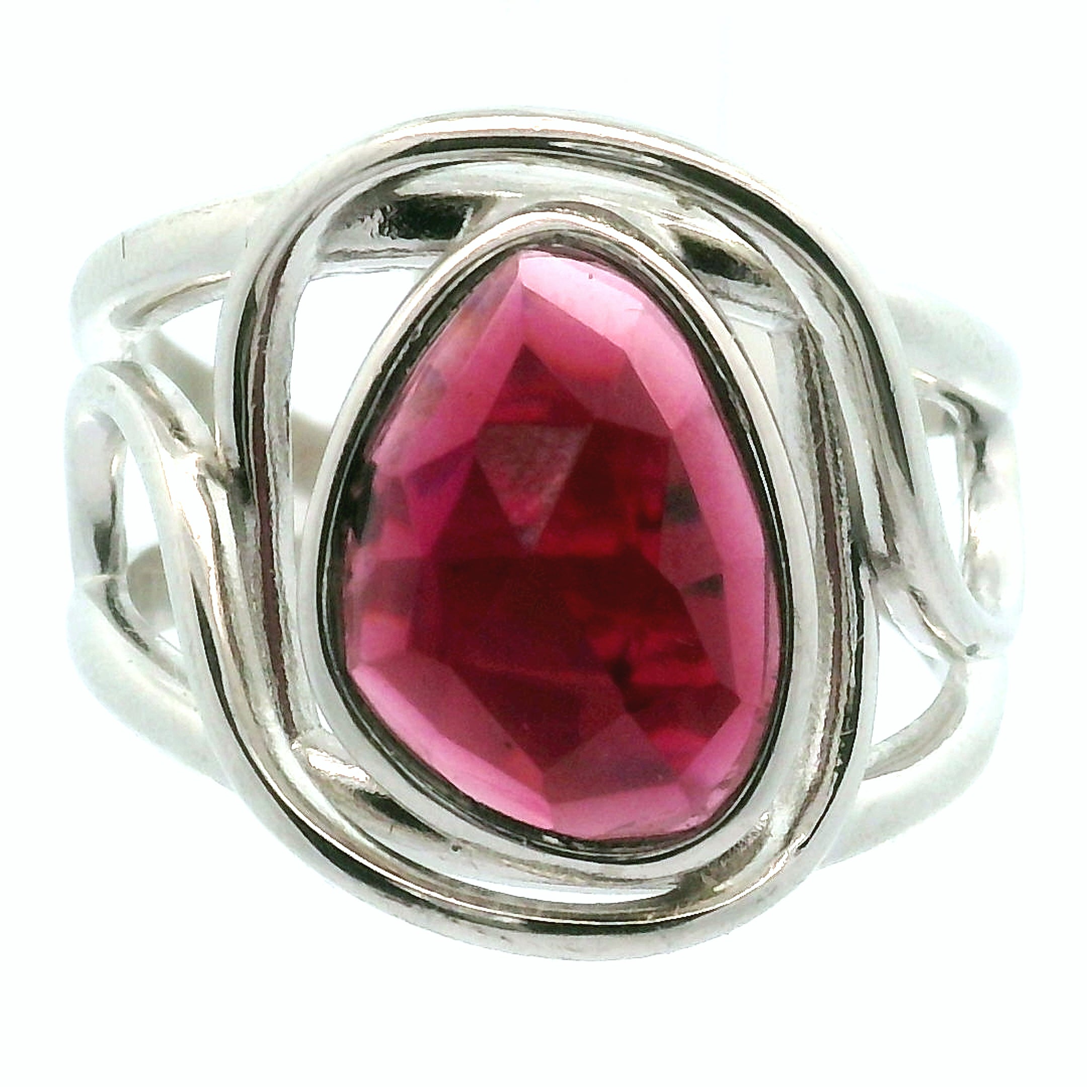 Rhodolite Garnet Cuff Ring .925 Silver for Connection with Angels and Spirit Guides