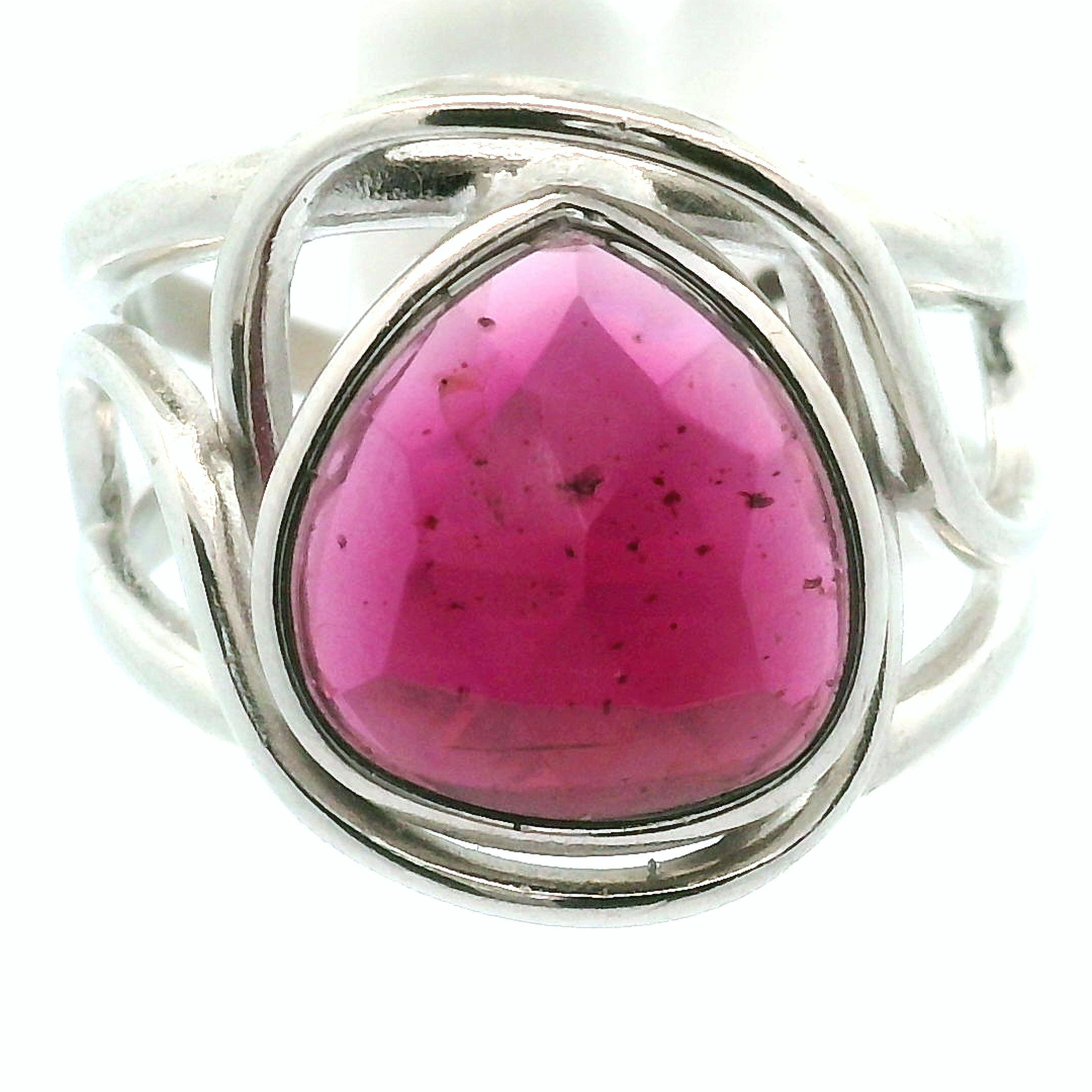 Rhodolite Garnet Cuff Ring .925 Silver for Connection with Angels and Spirit Guides
