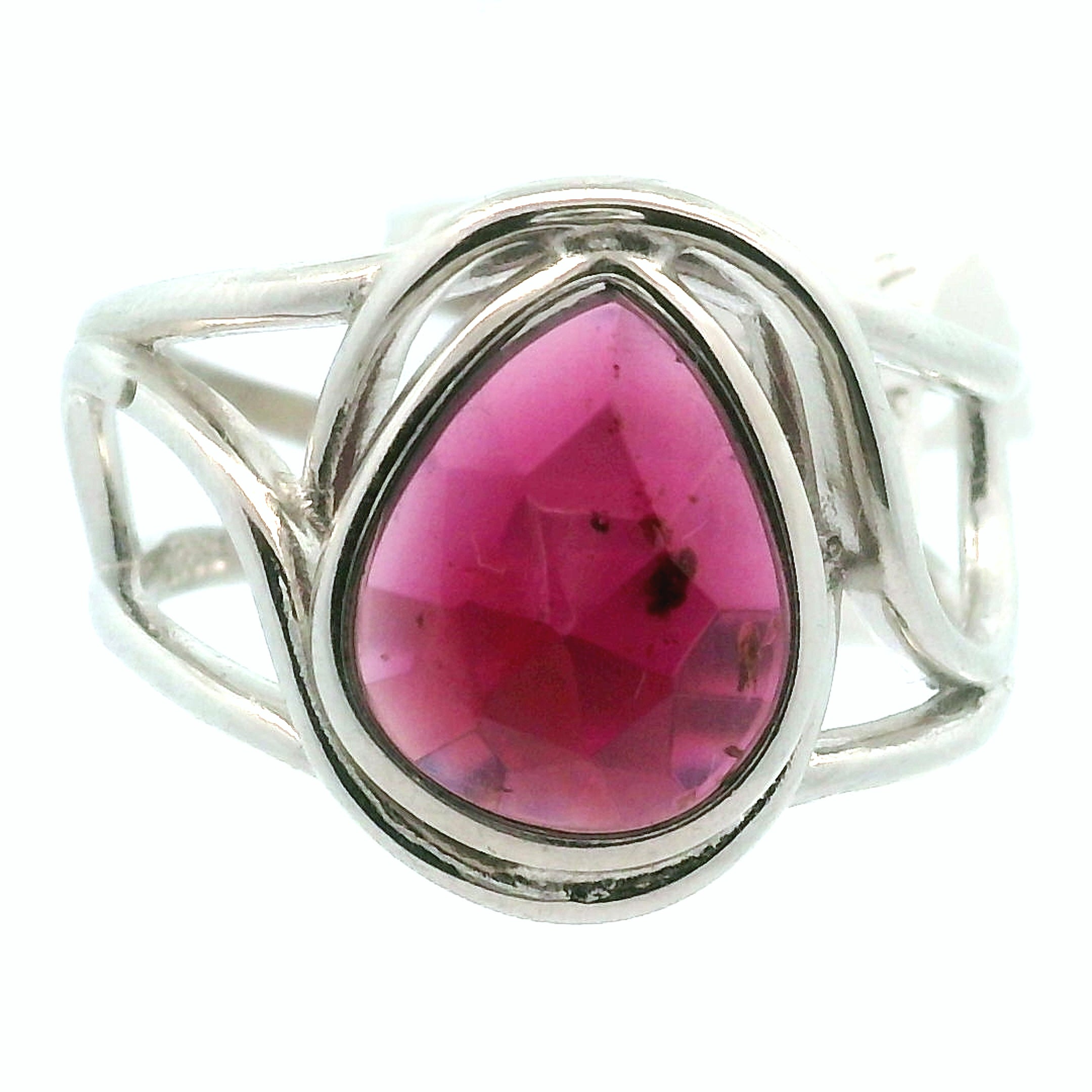 Rhodolite Garnet Cuff Ring .925 Silver for Connection with Angels and Spirit Guides