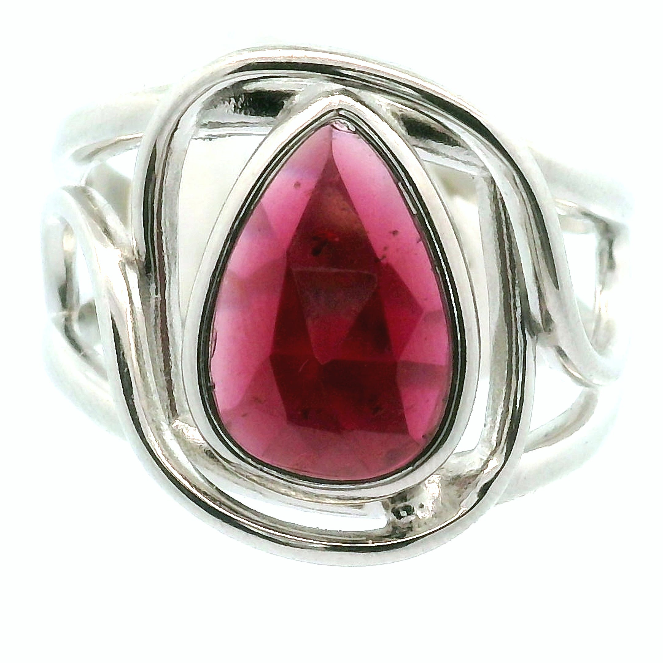 Rhodolite Garnet Cuff Ring .925 Silver for Connection with Angels and Spirit Guides