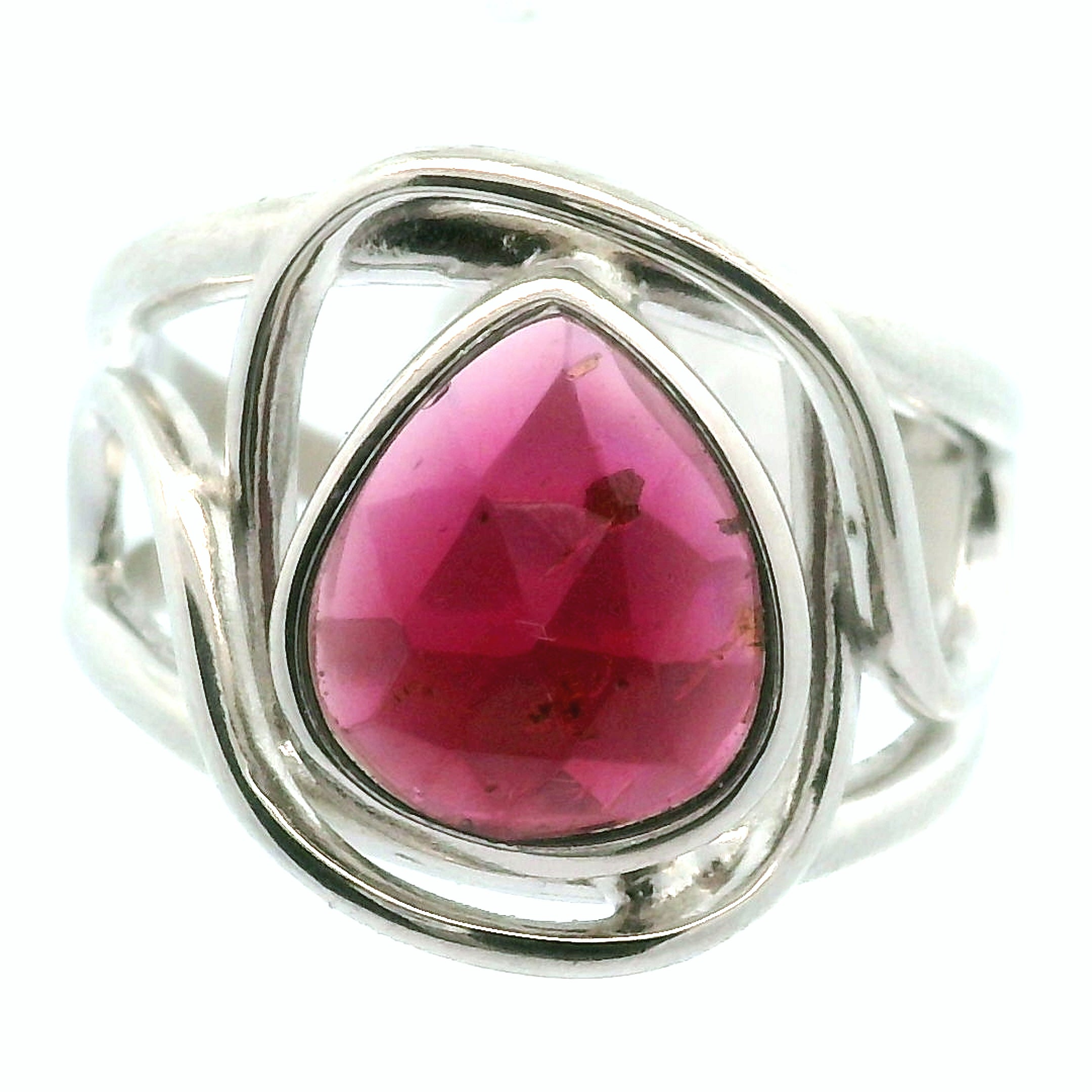 Rhodolite Garnet Cuff Ring .925 Silver for Connection with Angels and Spirit Guides