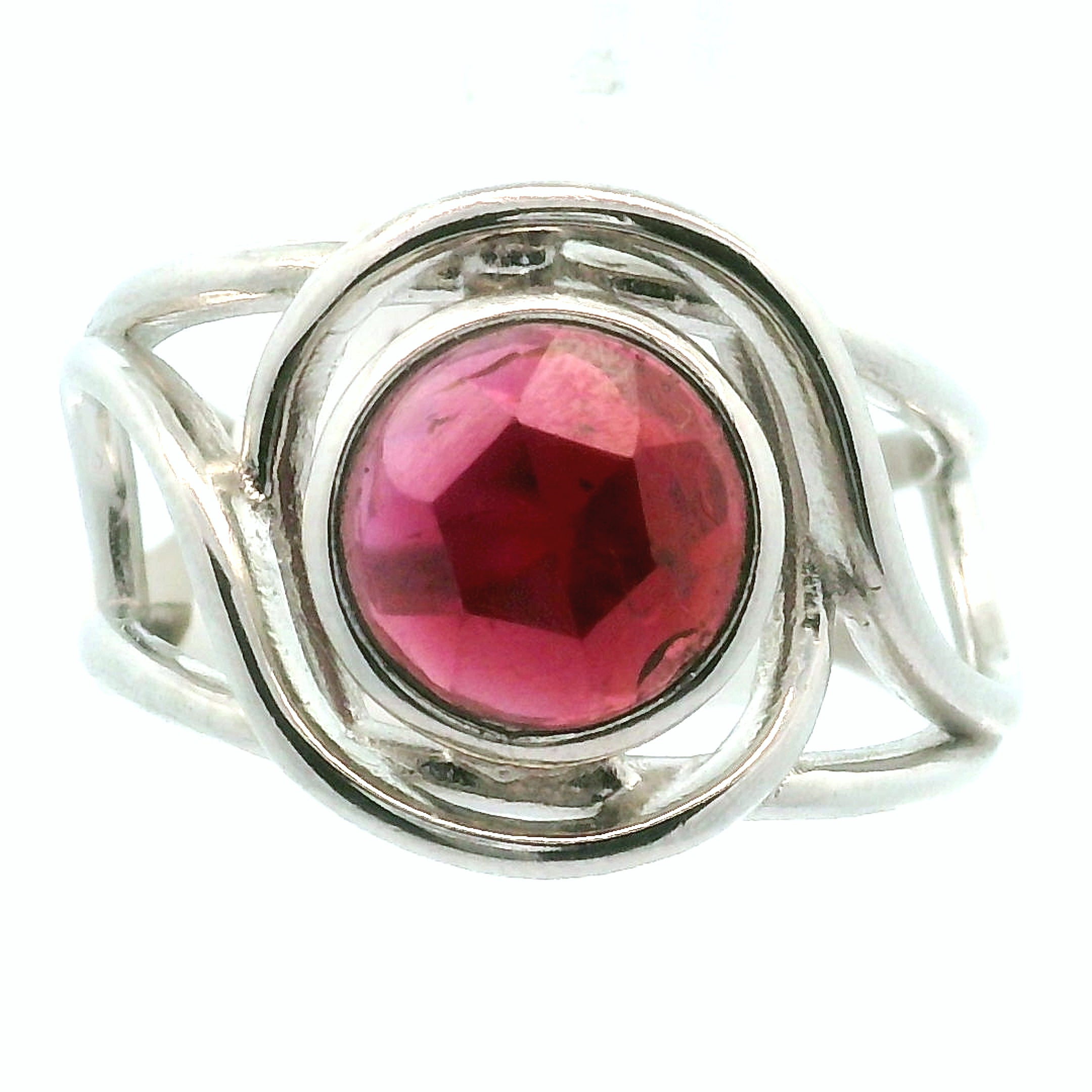 Rhodolite Garnet Cuff Ring .925 Silver for Connection with Angels and Spirit Guides