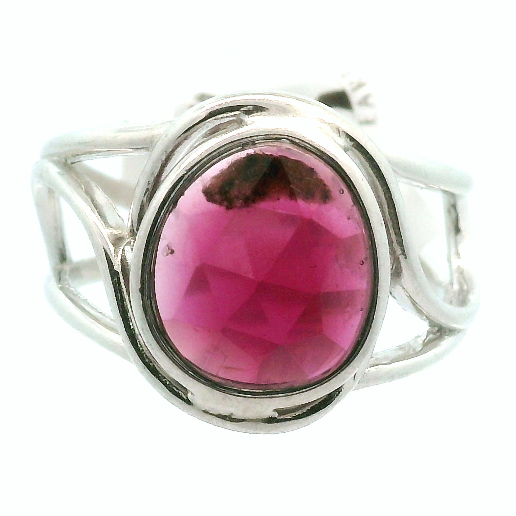 Rhodolite Garnet Cuff Ring .925 Silver for Connection with Angels and Spirit Guides