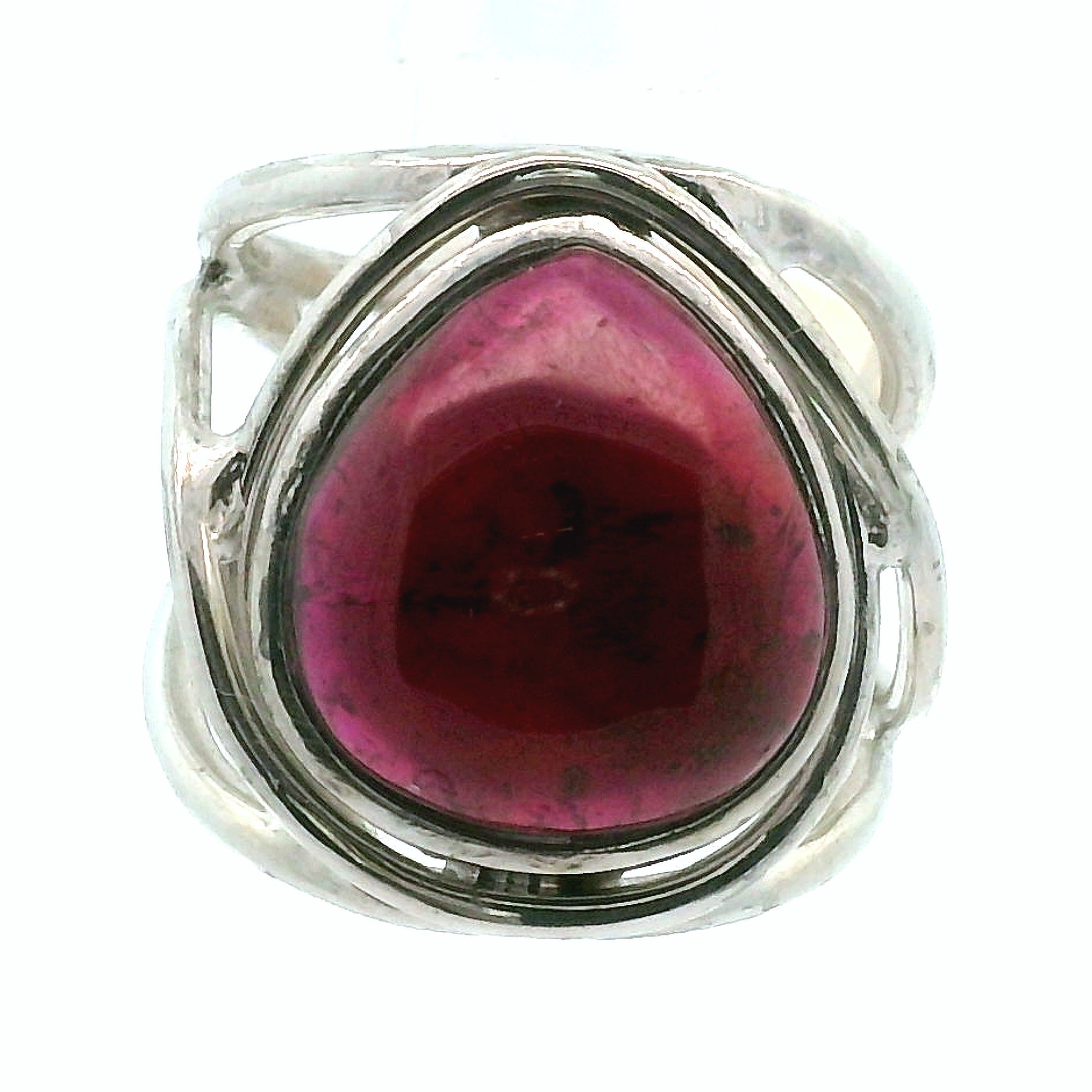 Rhodolite Garnet Cuff Ring .925 Silver for Connection with Angels and Spirit Guides