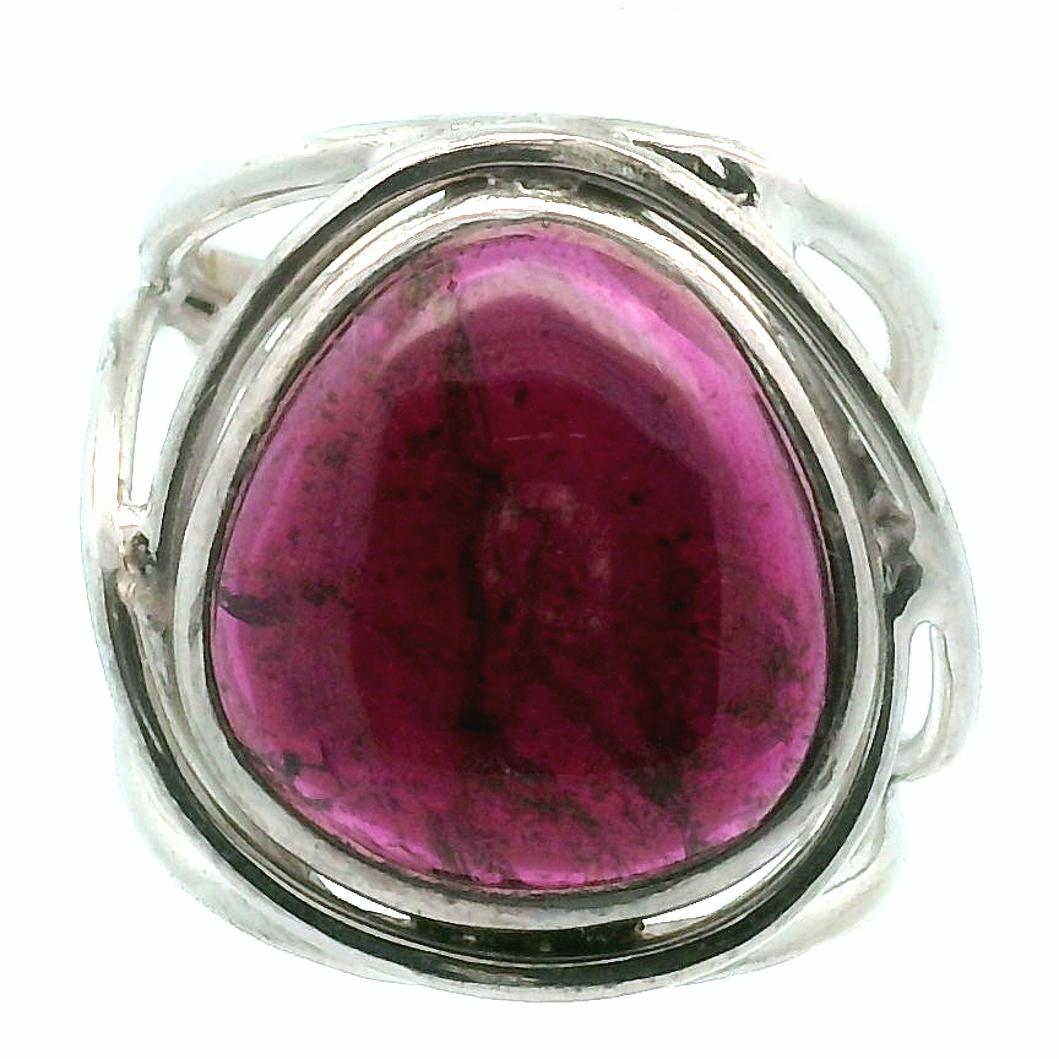 Rhodolite Garnet Cuff Ring .925 Silver for Connection with Angels and Spirit Guides
