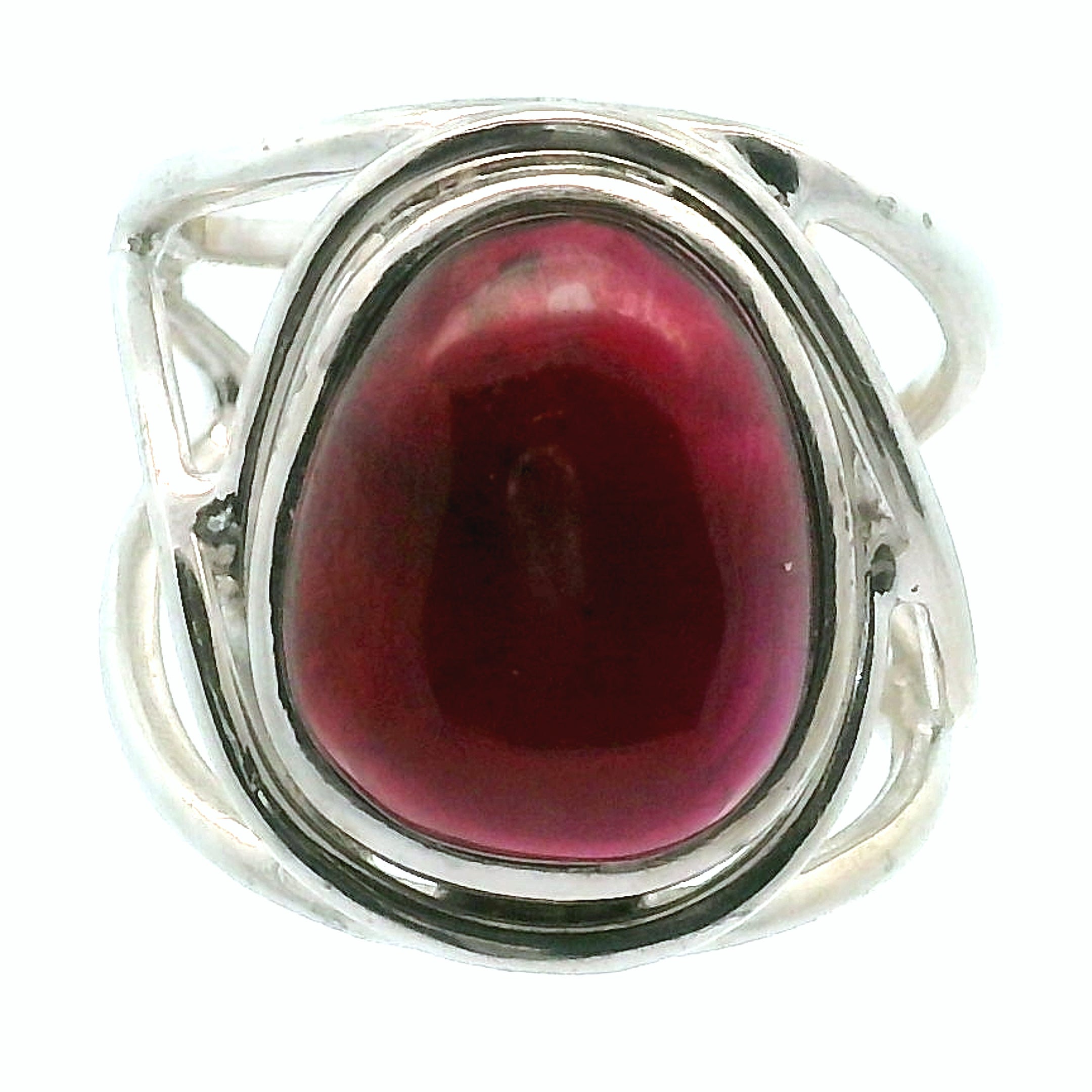 Rhodolite Garnet Cuff Ring .925 Silver for Connection with Angels and Spirit Guides