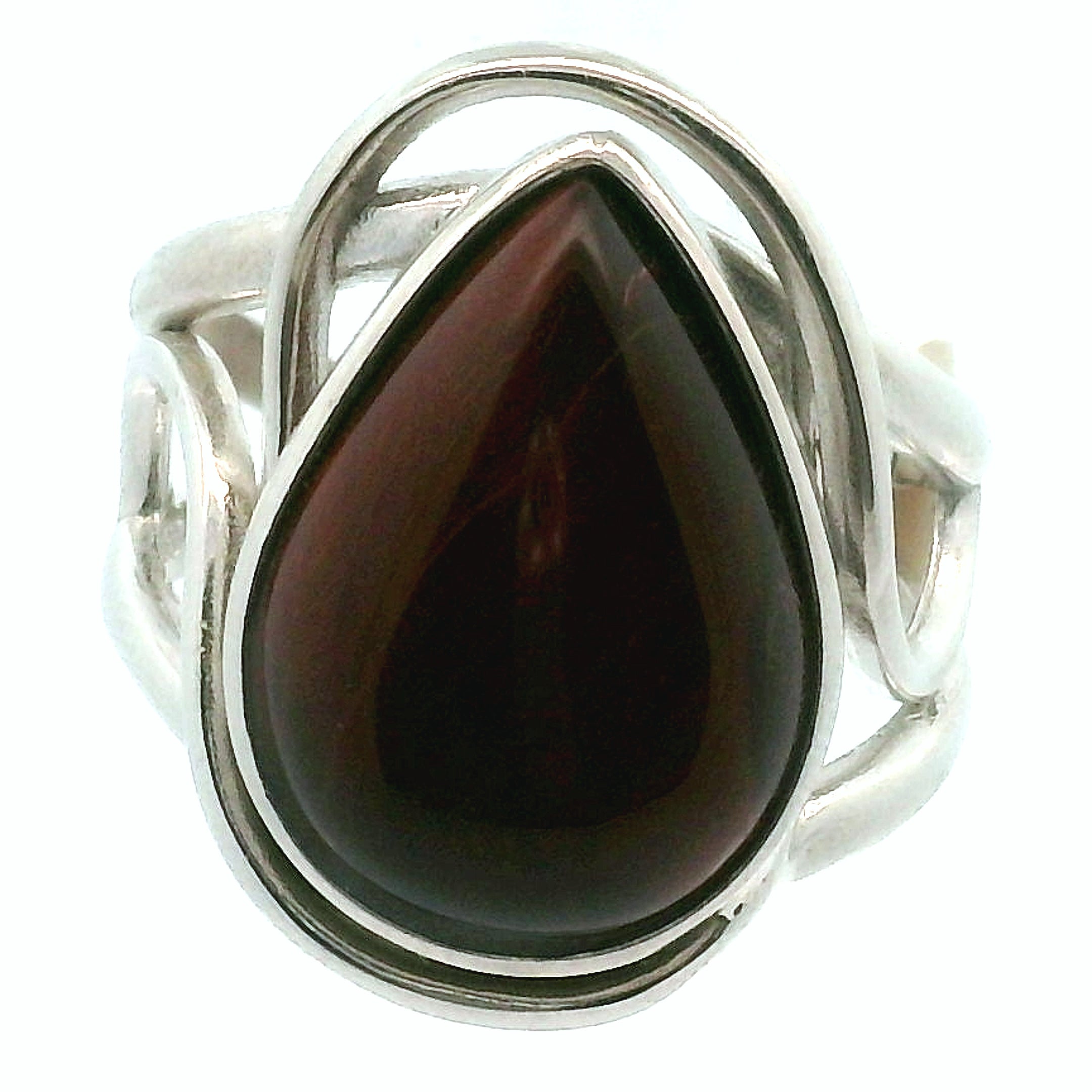 Red Tiger Eye Cuff Ring .925 Silver for Balancing Emotions, Motivation and Strength