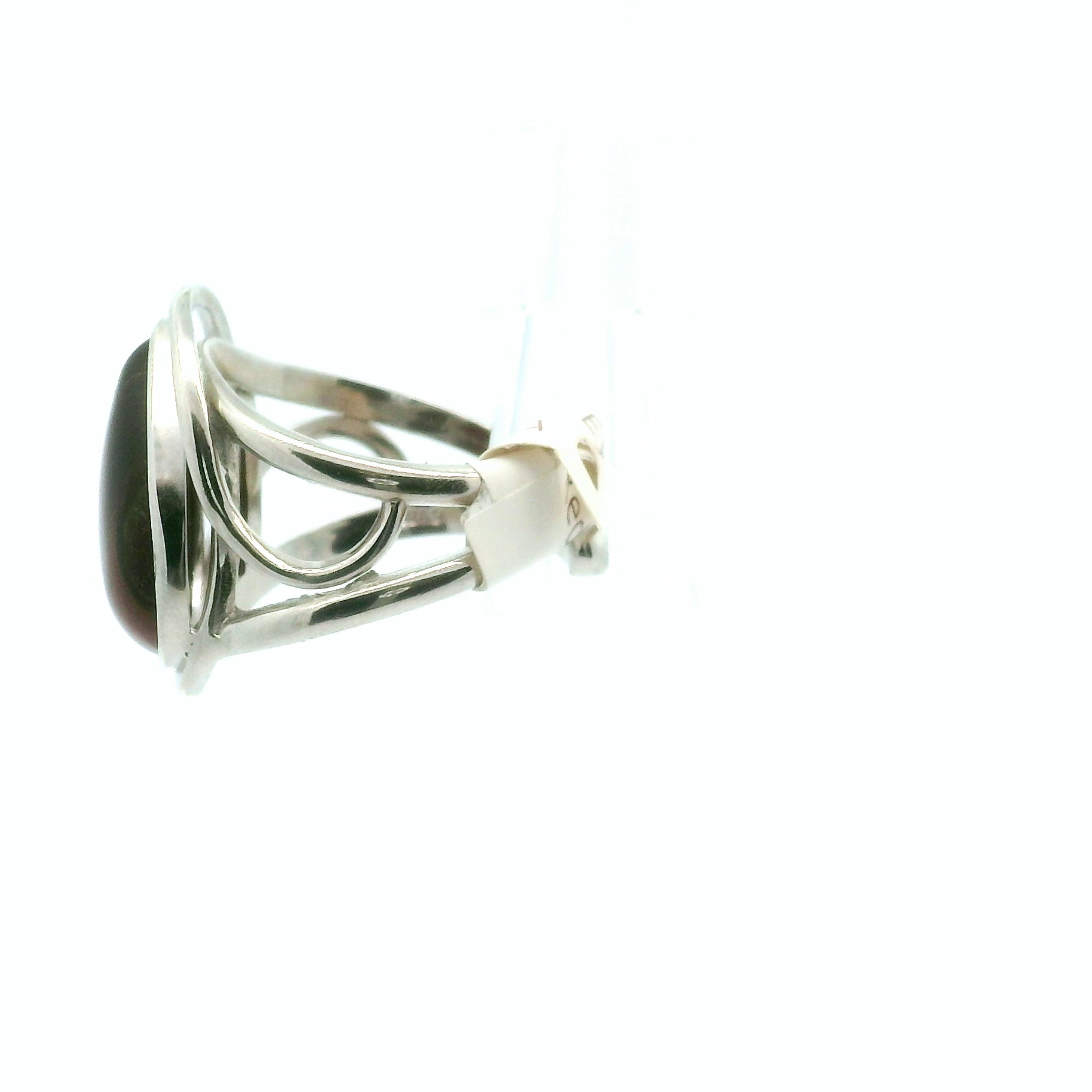 Red Tiger Eye Cuff Ring .925 Silver for Balancing Emotions, Motivation and Strength
