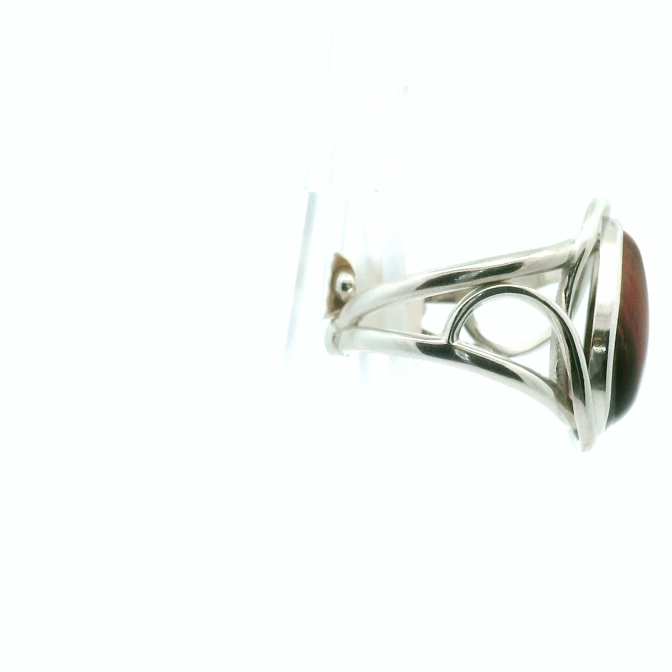Red Tiger Eye Cuff Ring .925 Silver for Balancing Emotions, Motivation and Strength