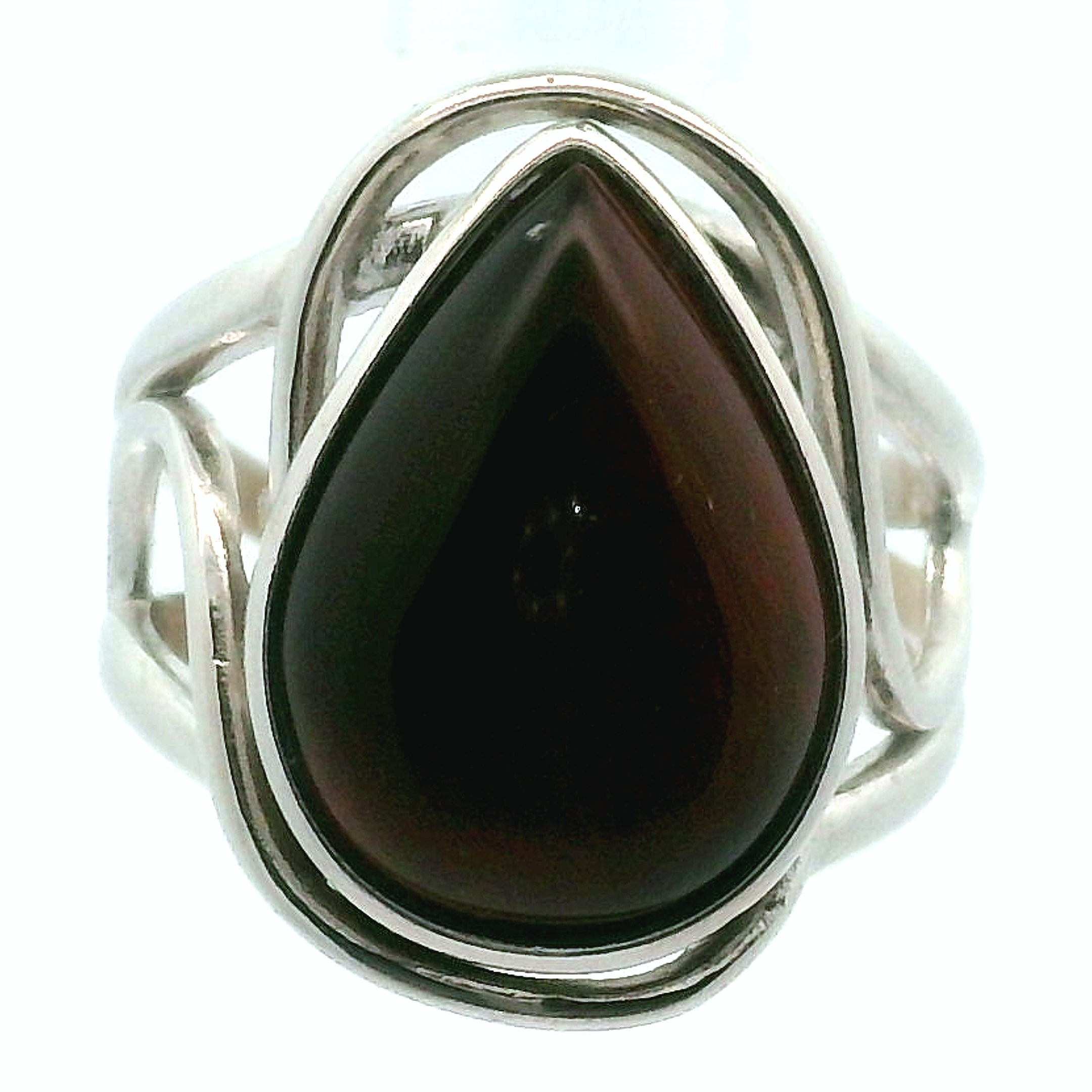 Red Tiger Eye Cuff Ring .925 Silver for Balancing Emotions, Motivation and Strength