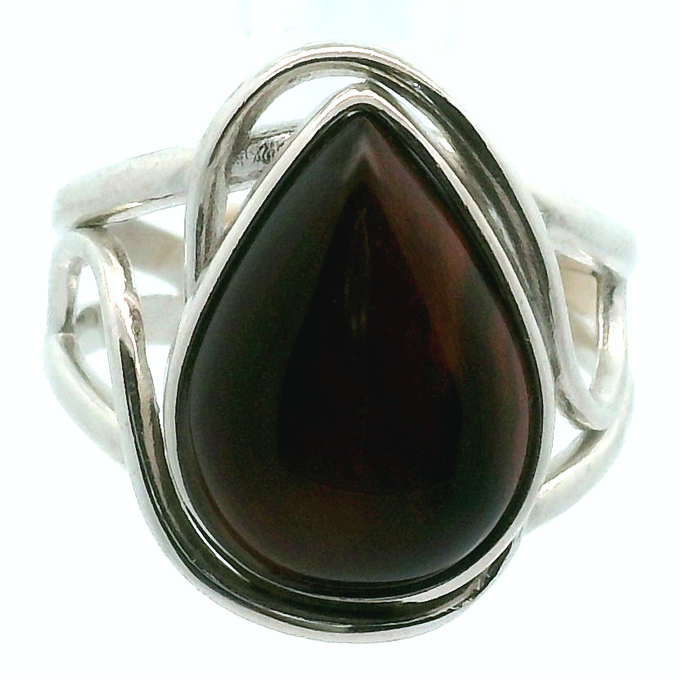 Red Tiger Eye Cuff Ring .925 Silver for Balancing Emotions, Motivation and Strength