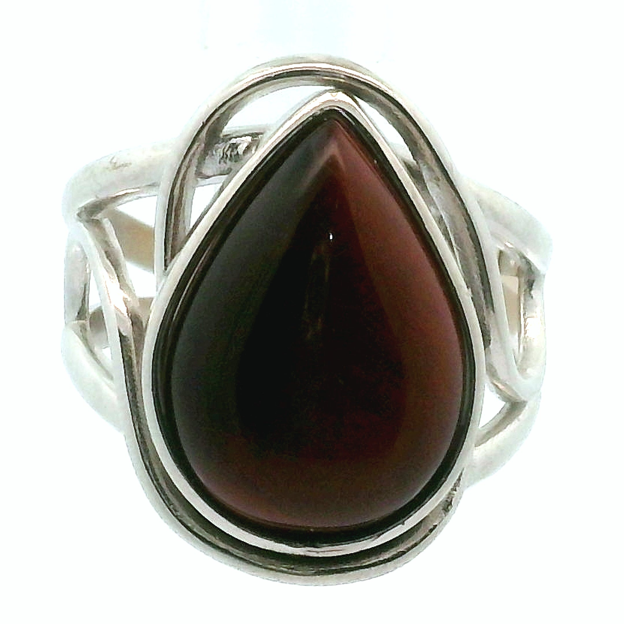 Red Tiger Eye Cuff Ring .925 Silver for Balancing Emotions, Motivation and Strength