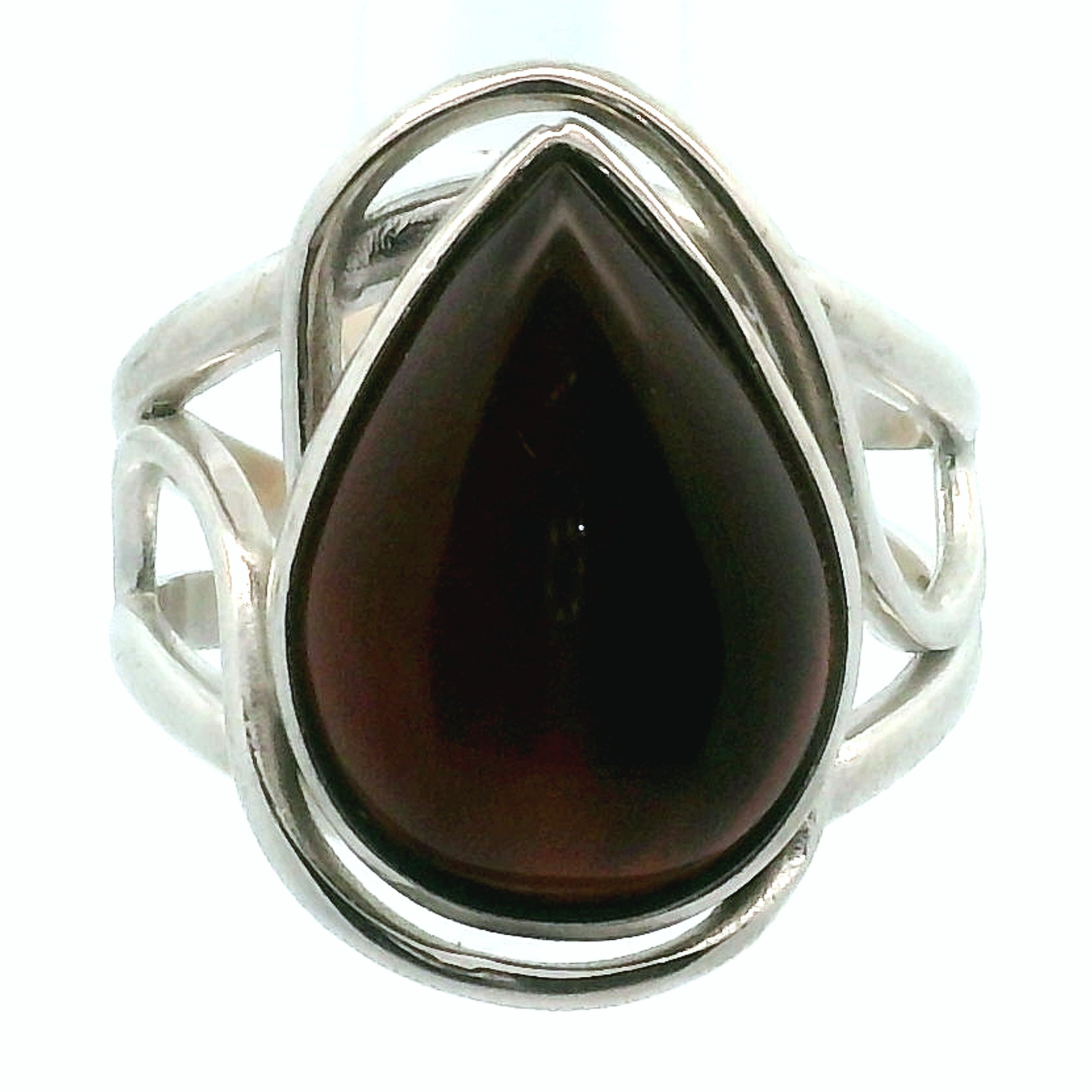 Red Tiger Eye Cuff Ring .925 Silver for Balancing Emotions, Motivation and Strength