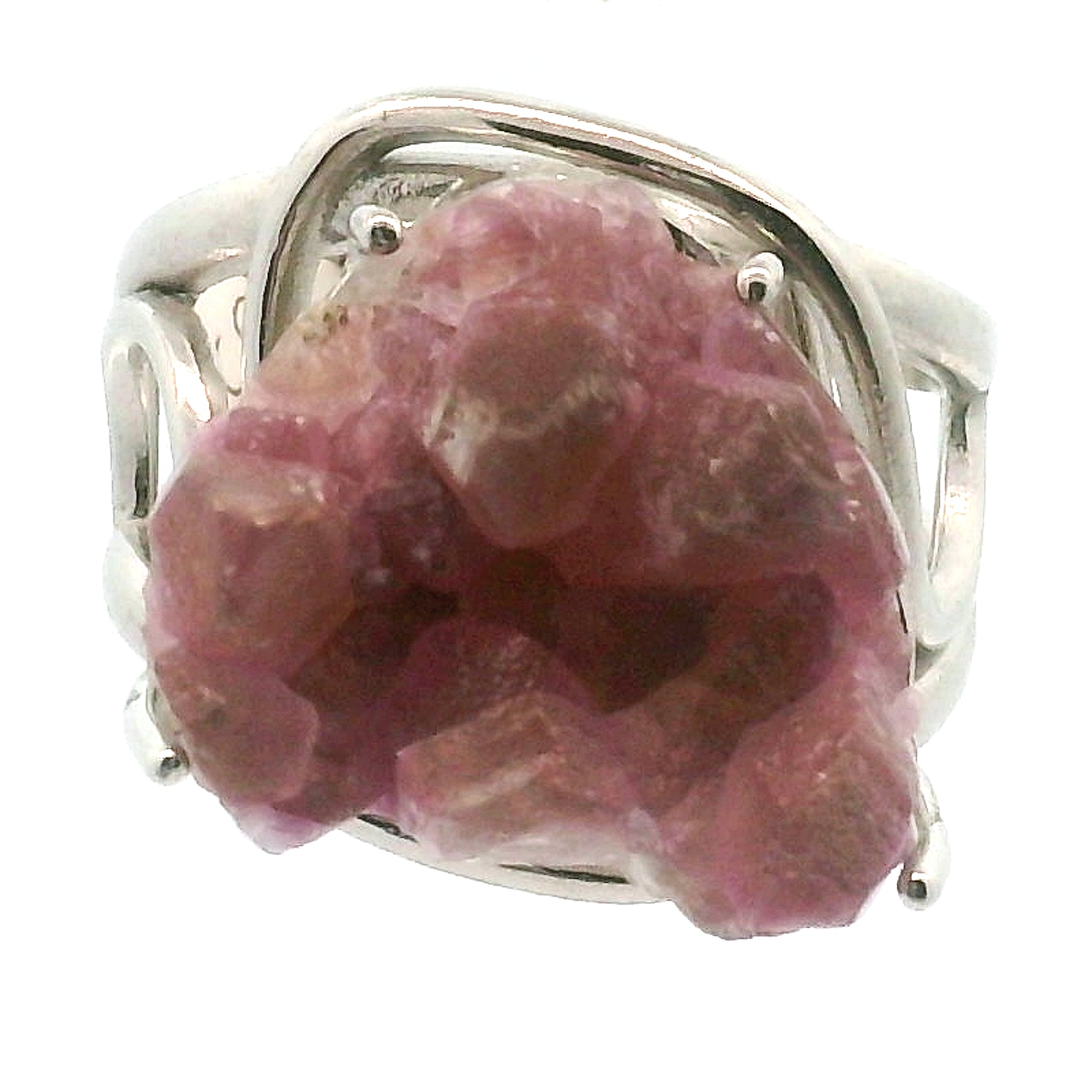 Cobalto Calcite Druzy Cuff Ring .925 Silver for Compassion, Emotional Healing, Harmony and Forgiveness