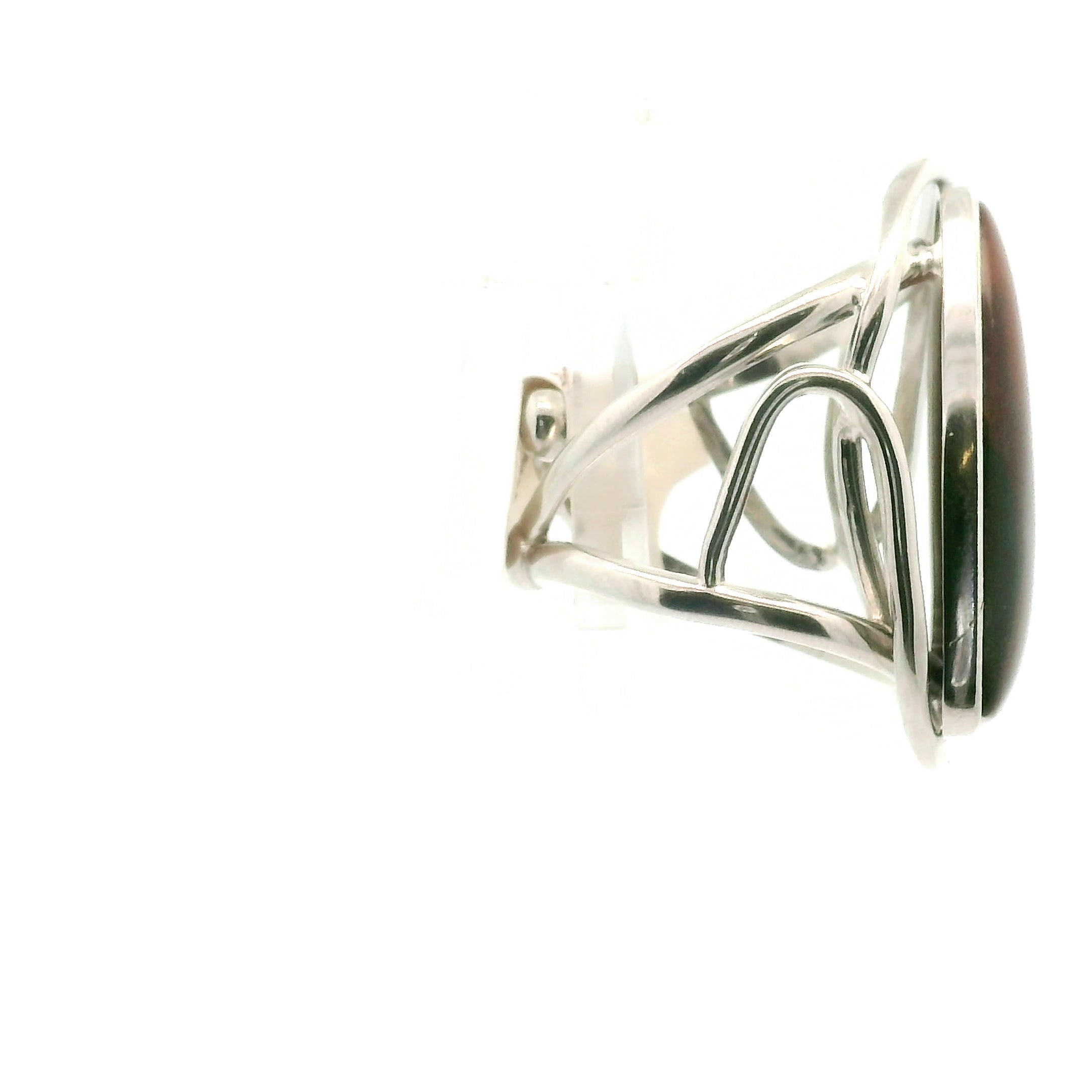 Red Flame Agate Cuff Ring 925 Silver for Passion, Vitality and Life Force Energy