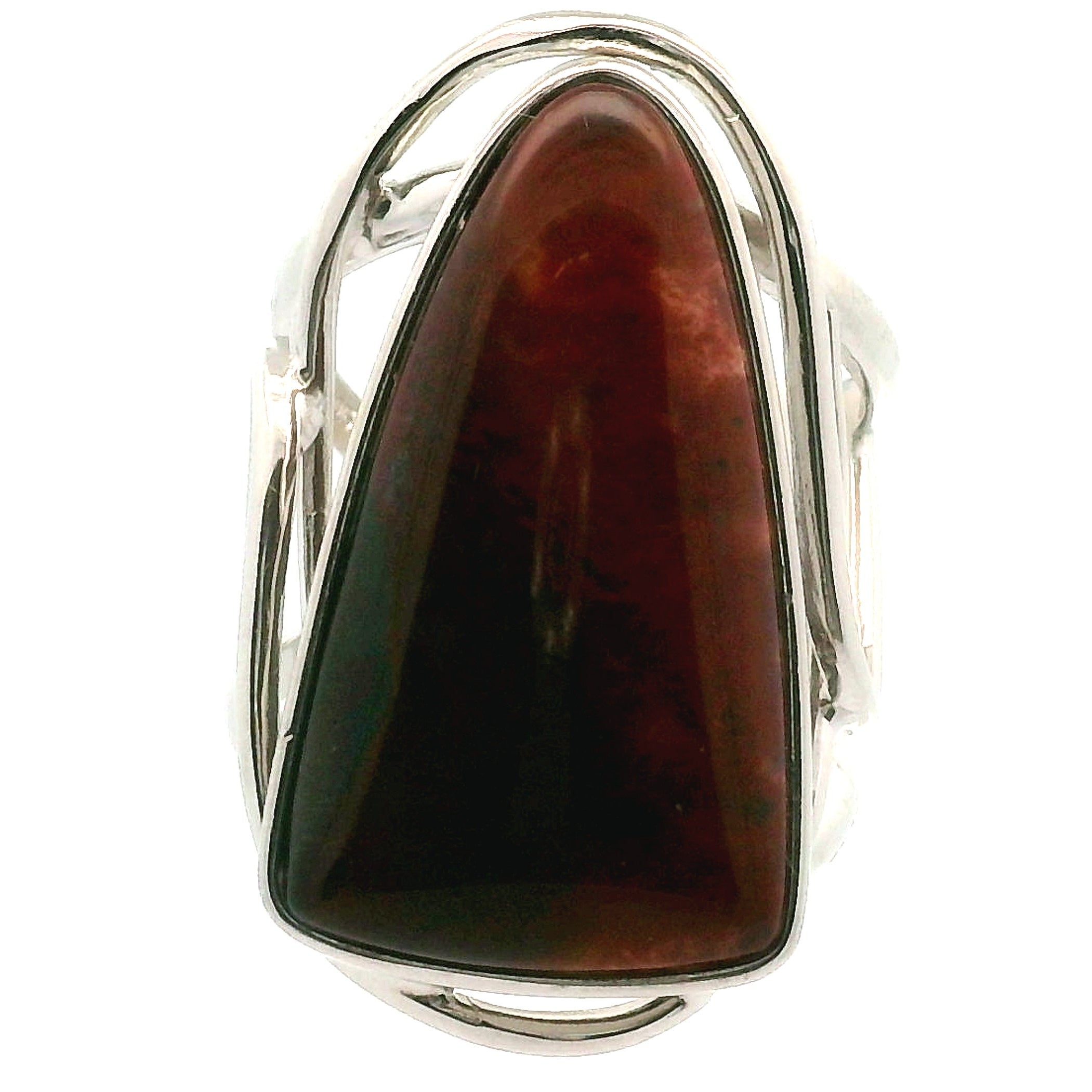 Red Flame Agate Cuff Ring 925 Silver for Passion, Vitality and Life Force Energy