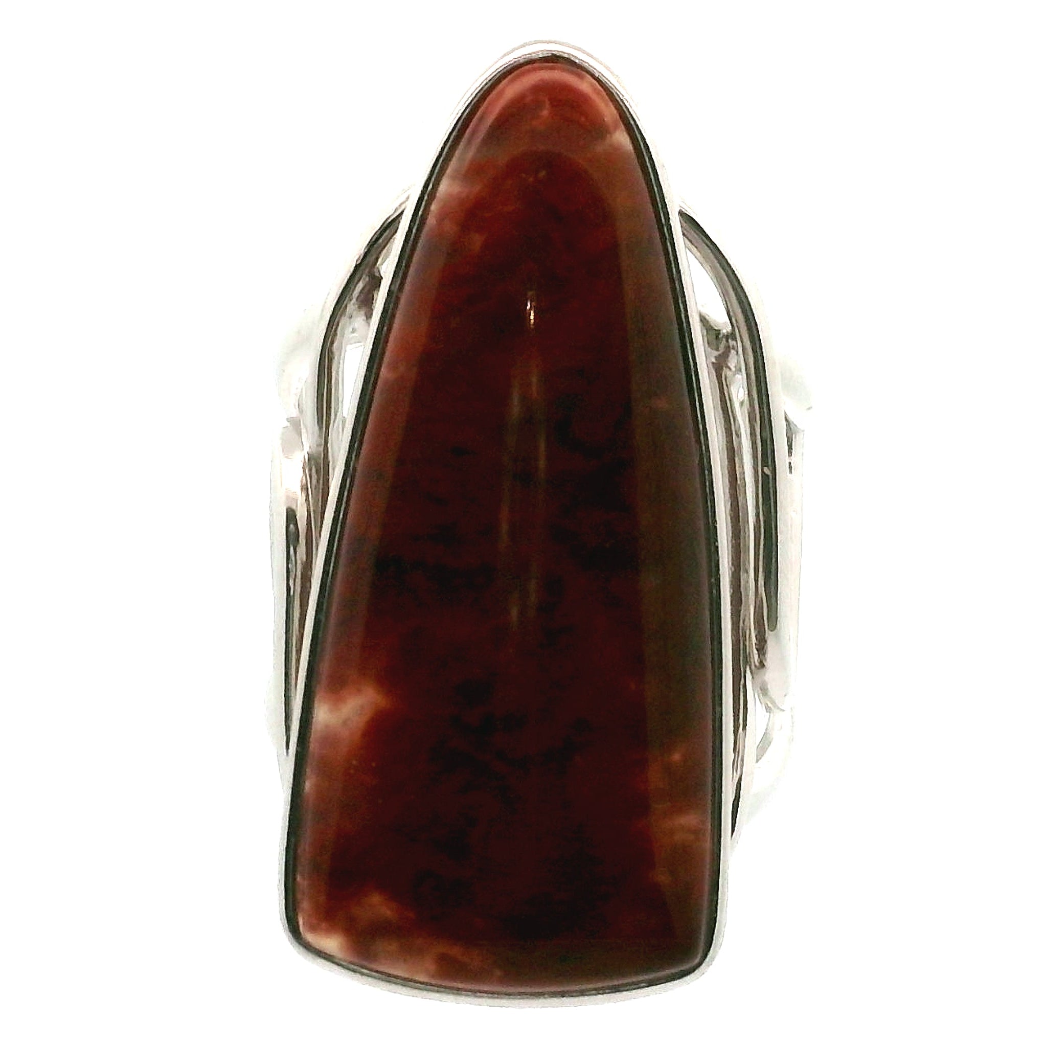 Red Flame Agate Cuff Ring 925 Silver for Passion, Vitality and Life Force Energy