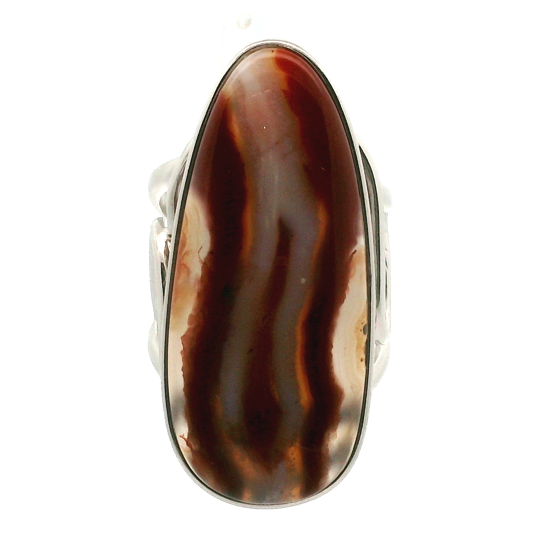 Red Flame Agate Cuff Ring 925 Silver for Passion, Vitality and Life Force Energy