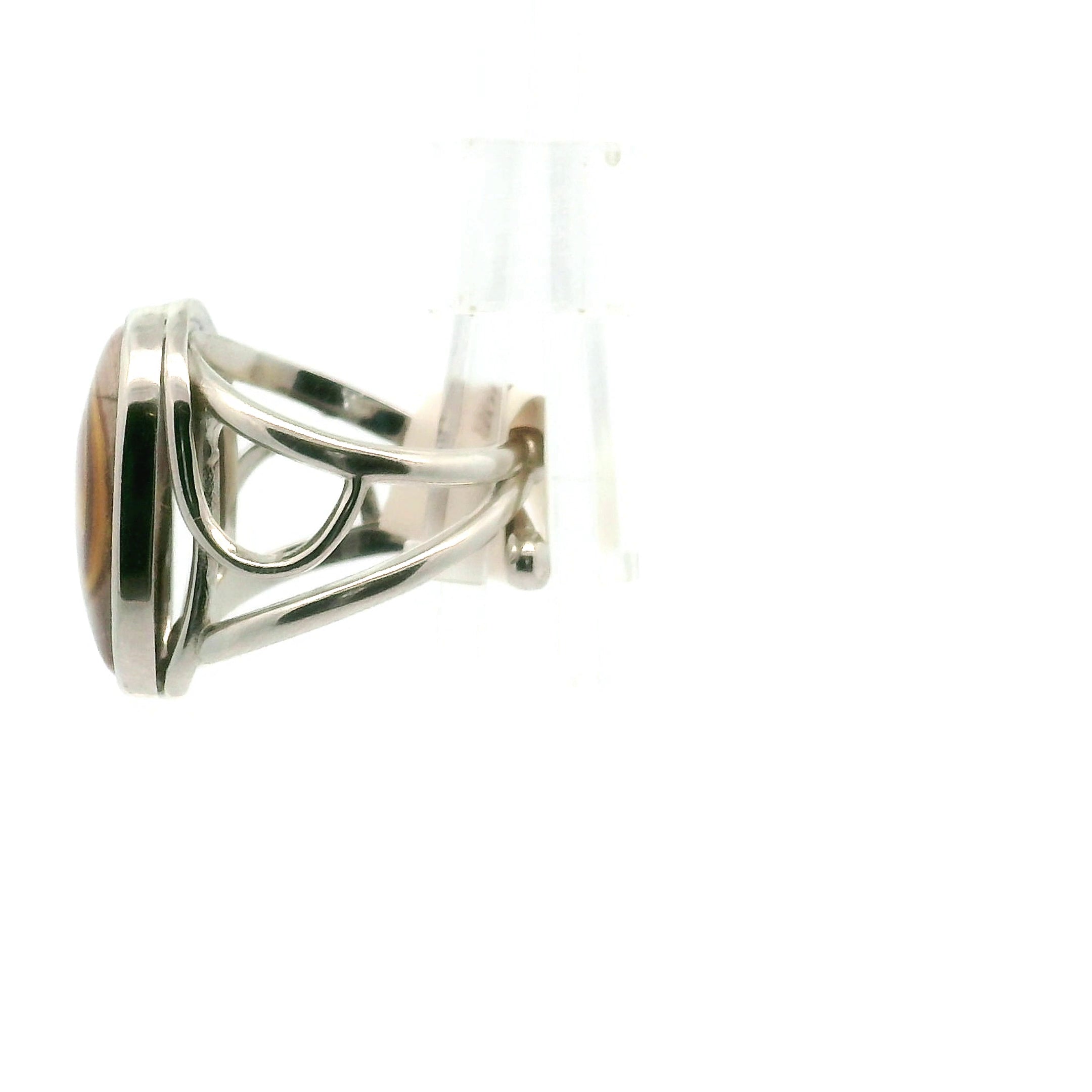 Hickory Ryolite Cuff Ring 925 Silver Adjustable Ring for Creativity, Motivation and Strength