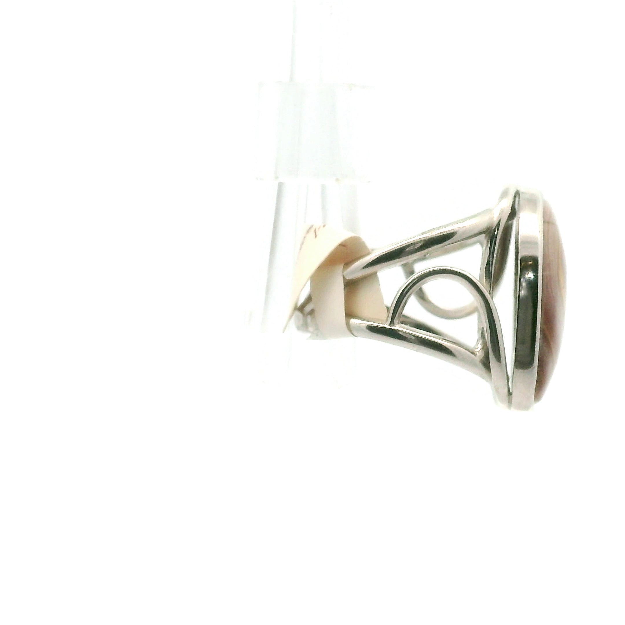 Hickory Ryolite Cuff Ring 925 Silver Adjustable Ring for Creativity, Motivation and Strength