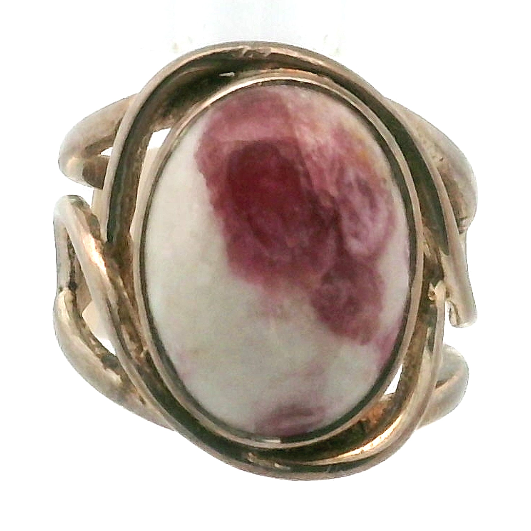 Pink Tourmaline in Quartz Ring Cuff Adjustable Ring .925 Sterling Silver for Emotional Healing, Kindness and Joy
