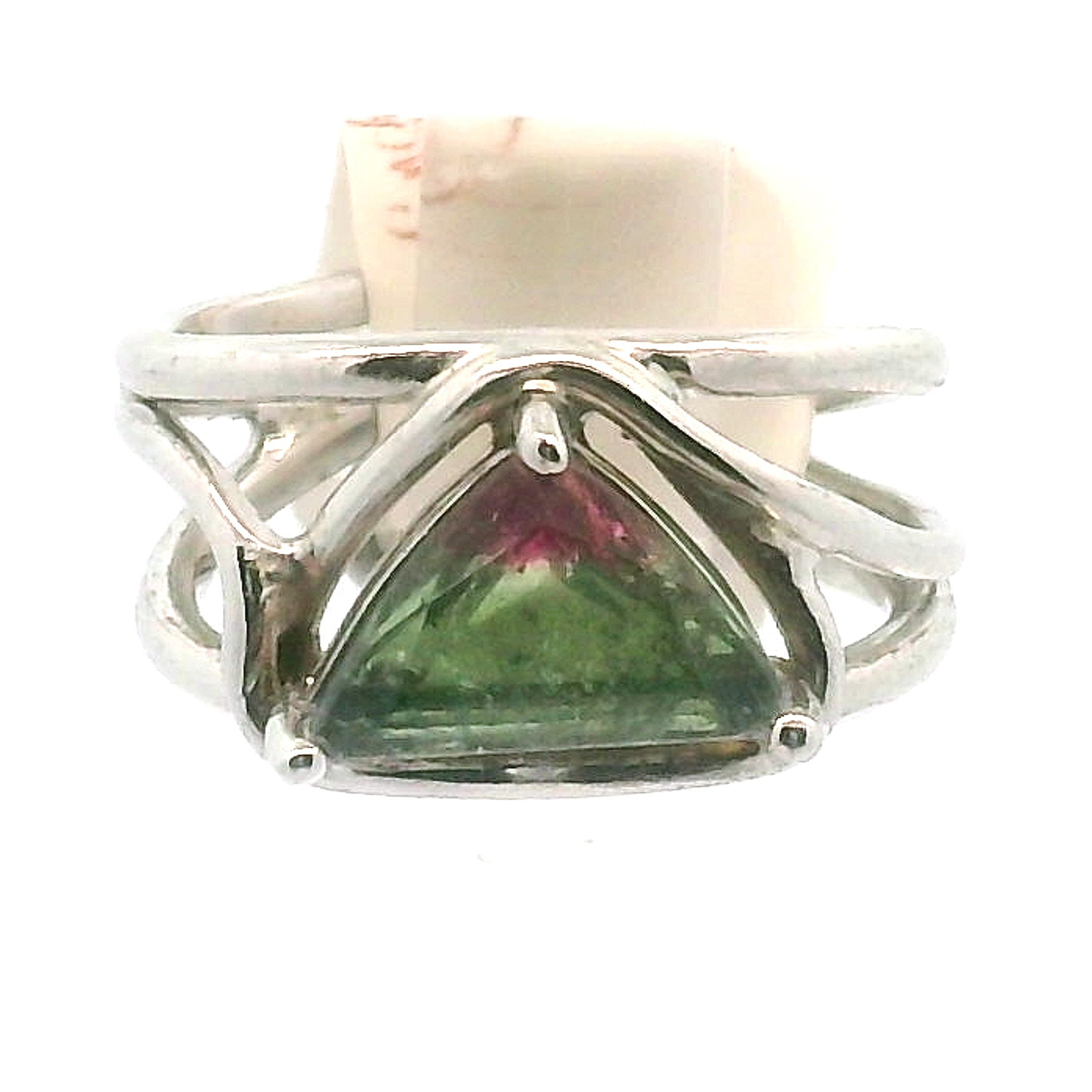 Watermelon Tourmaline Midi Cuff Ring .925 Silver for Profound Heart Healing