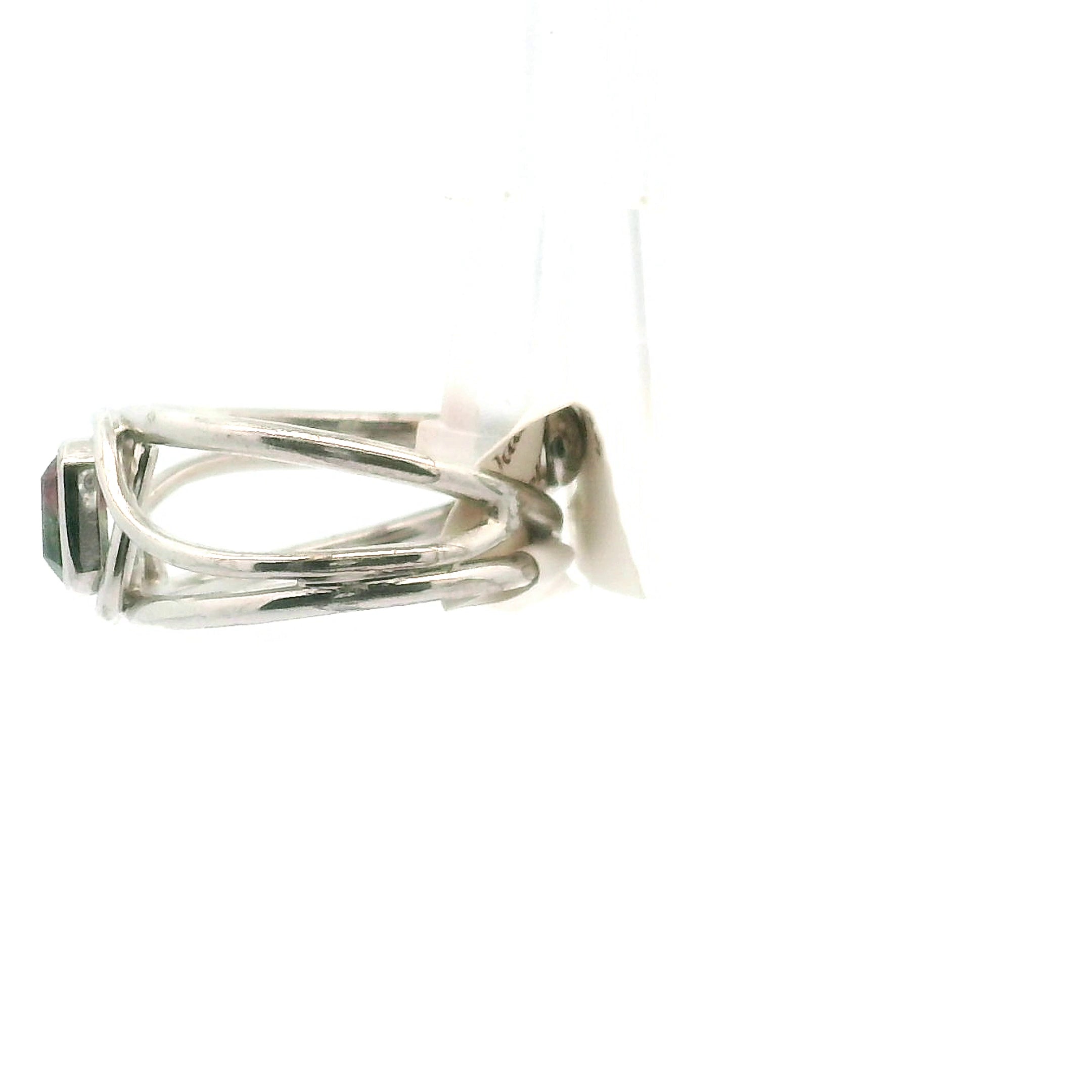 Watermelon Tourmaline Midi Cuff Ring .925 Silver for Profound Heart Healing