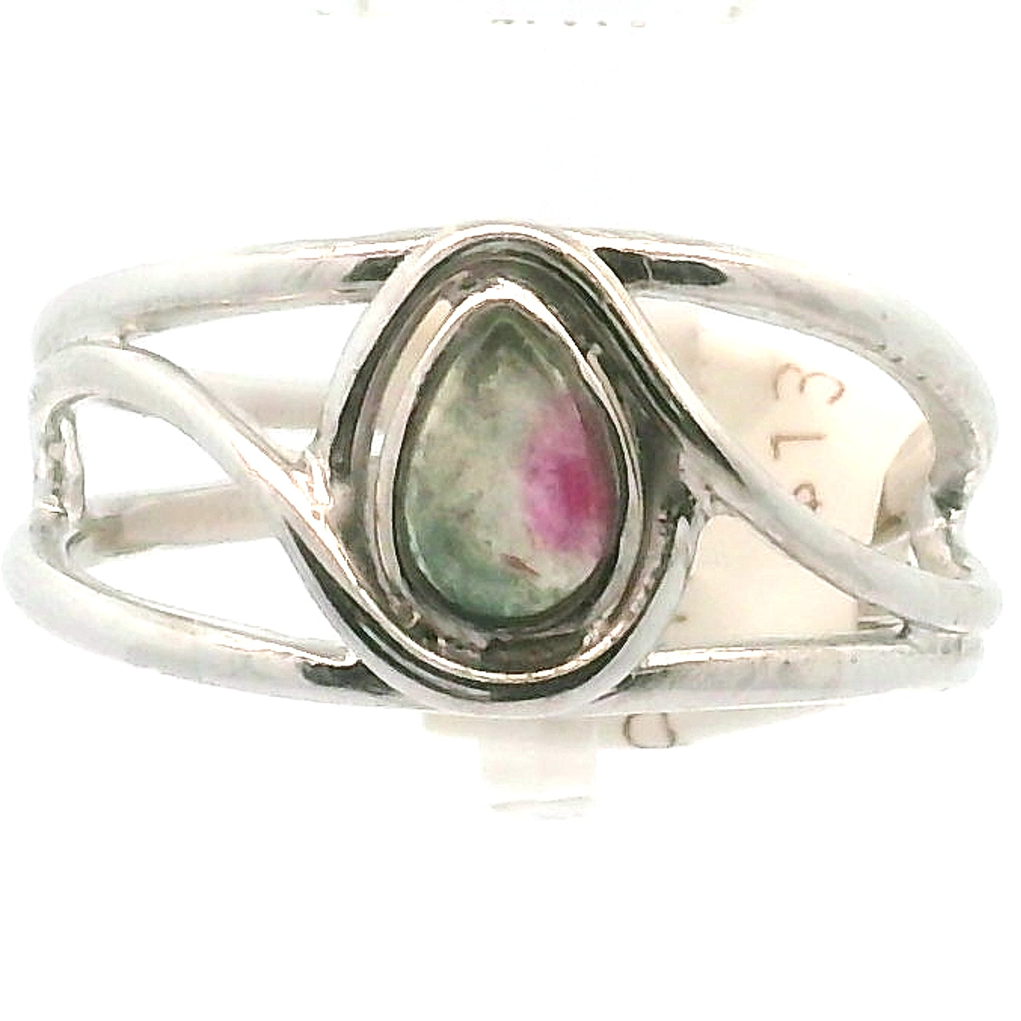 Watermelon Tourmaline Midi Cuff Ring .925 Silver for Profound Heart Healing