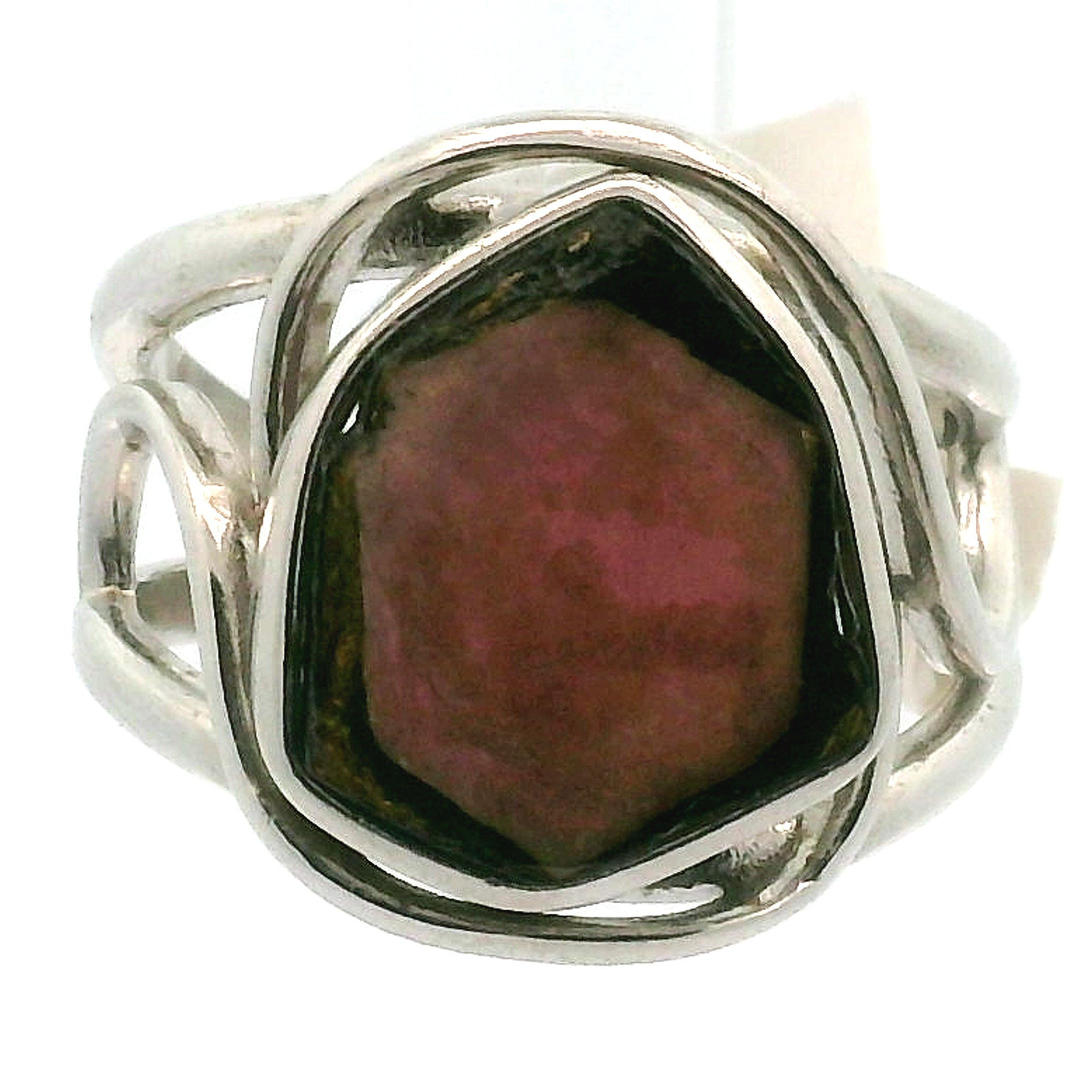 Halloween Tourmaline Cuff Ring Adjustable Ring .925 Silver for Communication and Meditation