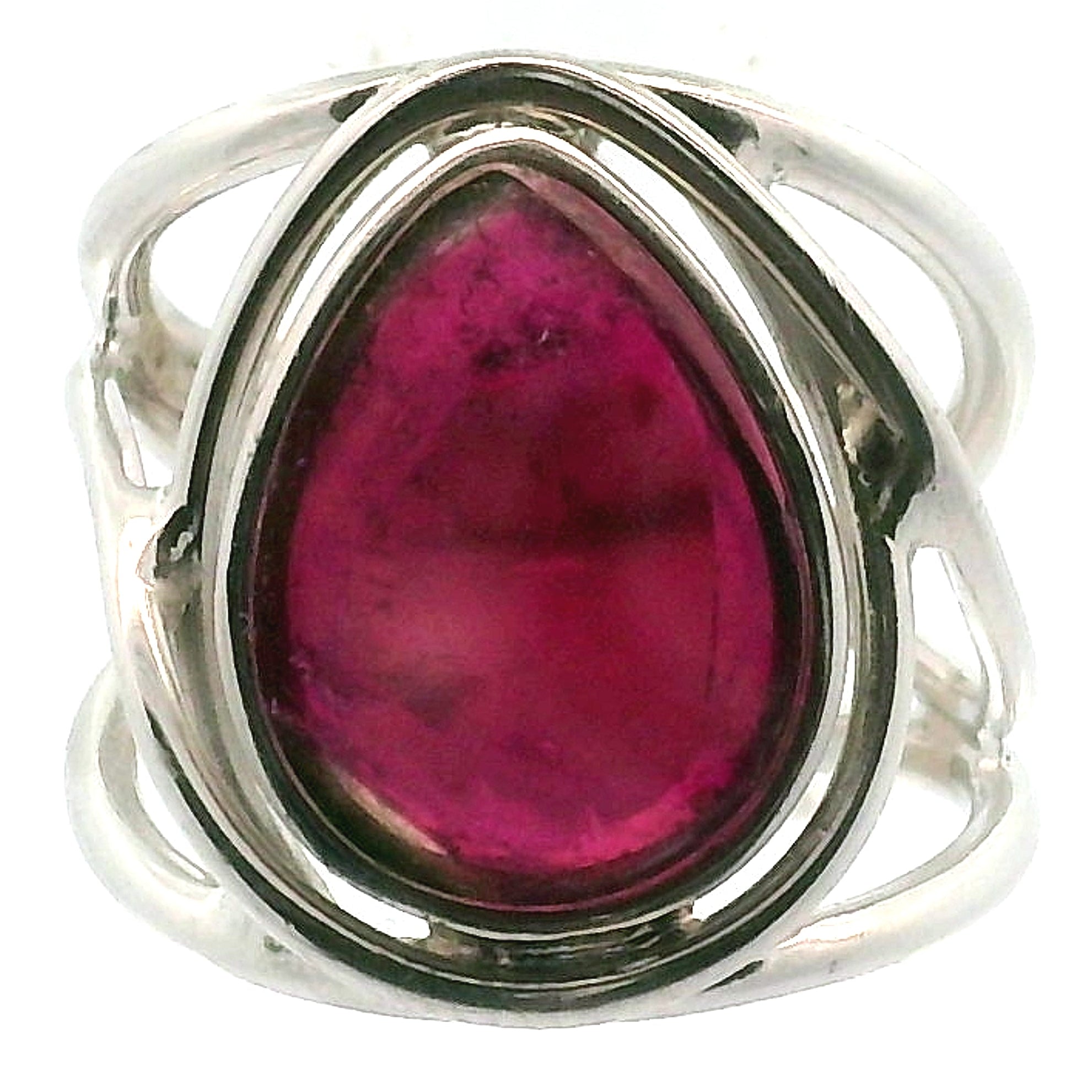 Watermelon Tourmaline Cuff Ring .925 Silver for Profound Heart Healing