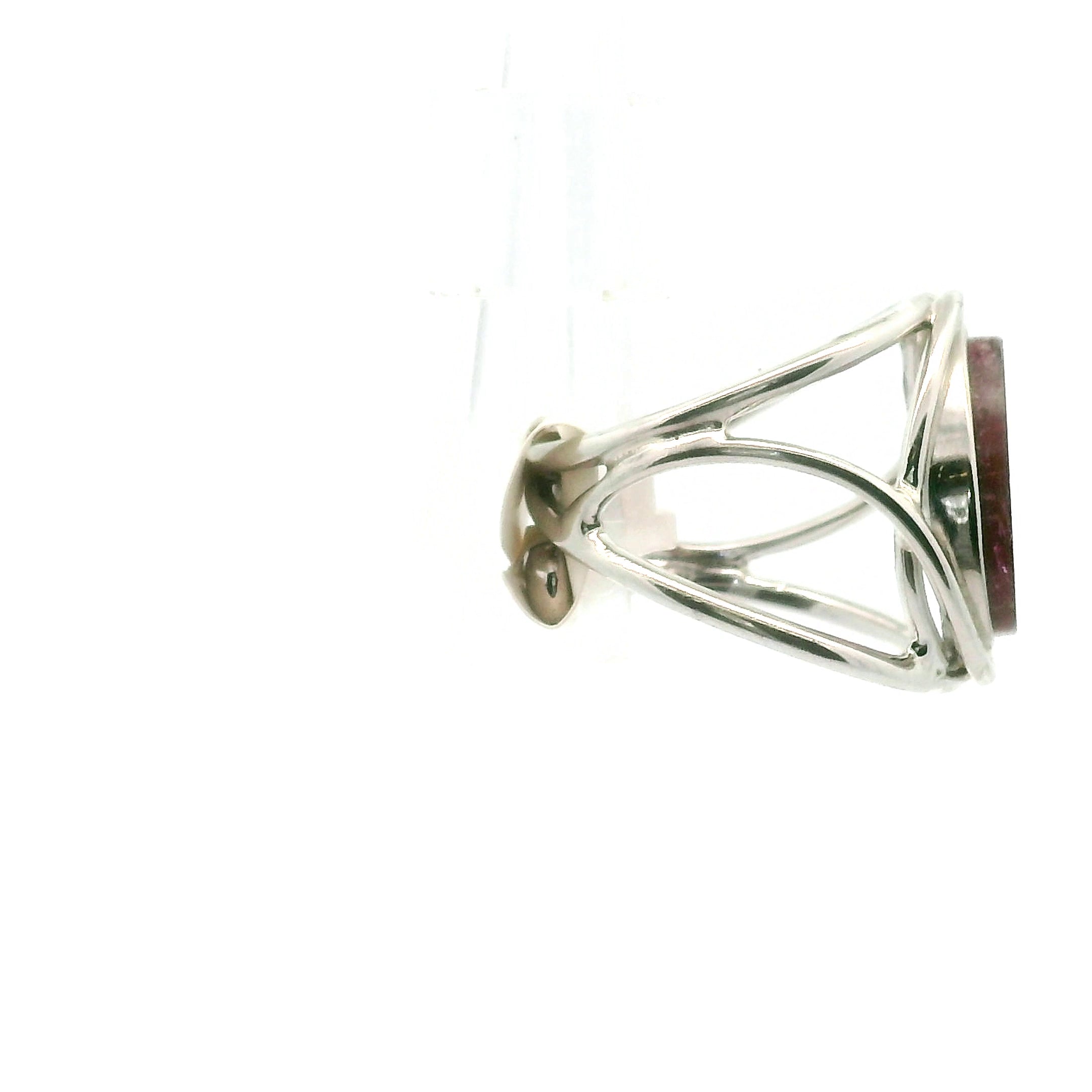 Watermelon Tourmaline Cuff Ring .925 Silver for Profound Heart Healing