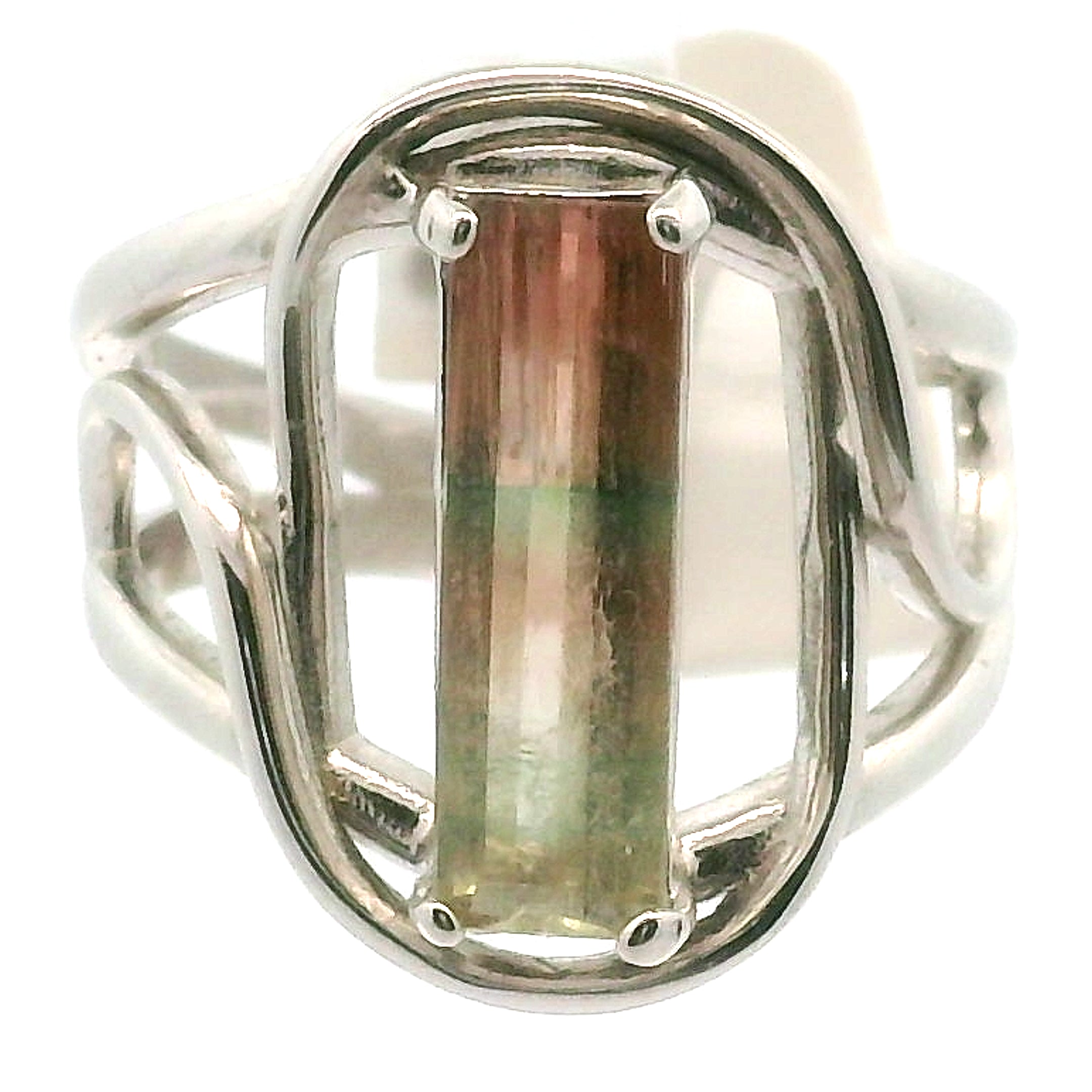 Unicorn Tourmaline Cuff Ring .925 Silver for Spiritual Wisdom
