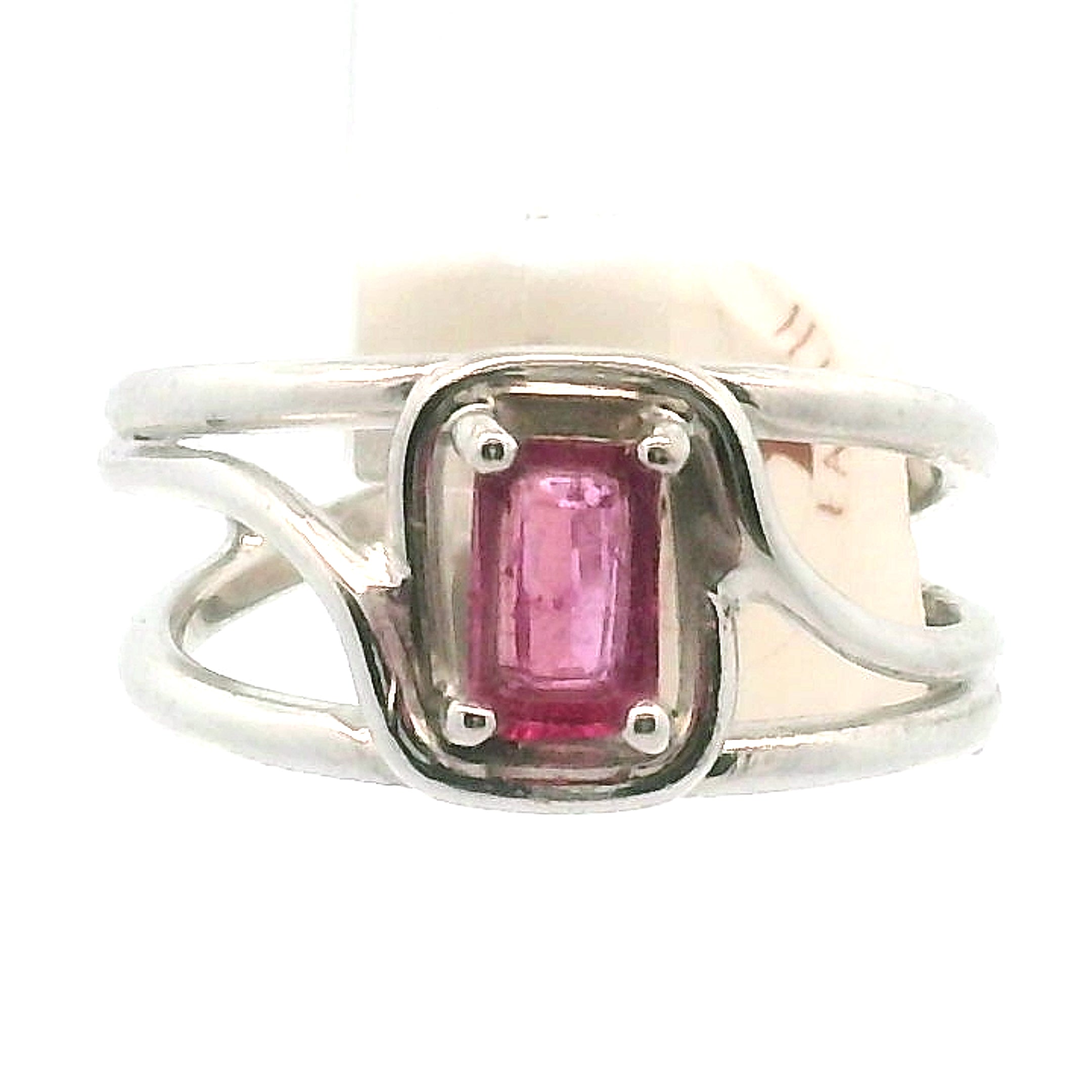 Pink Tourmaline Midi Cuff Ring .925 Silver for Joy, Kindness and Love
