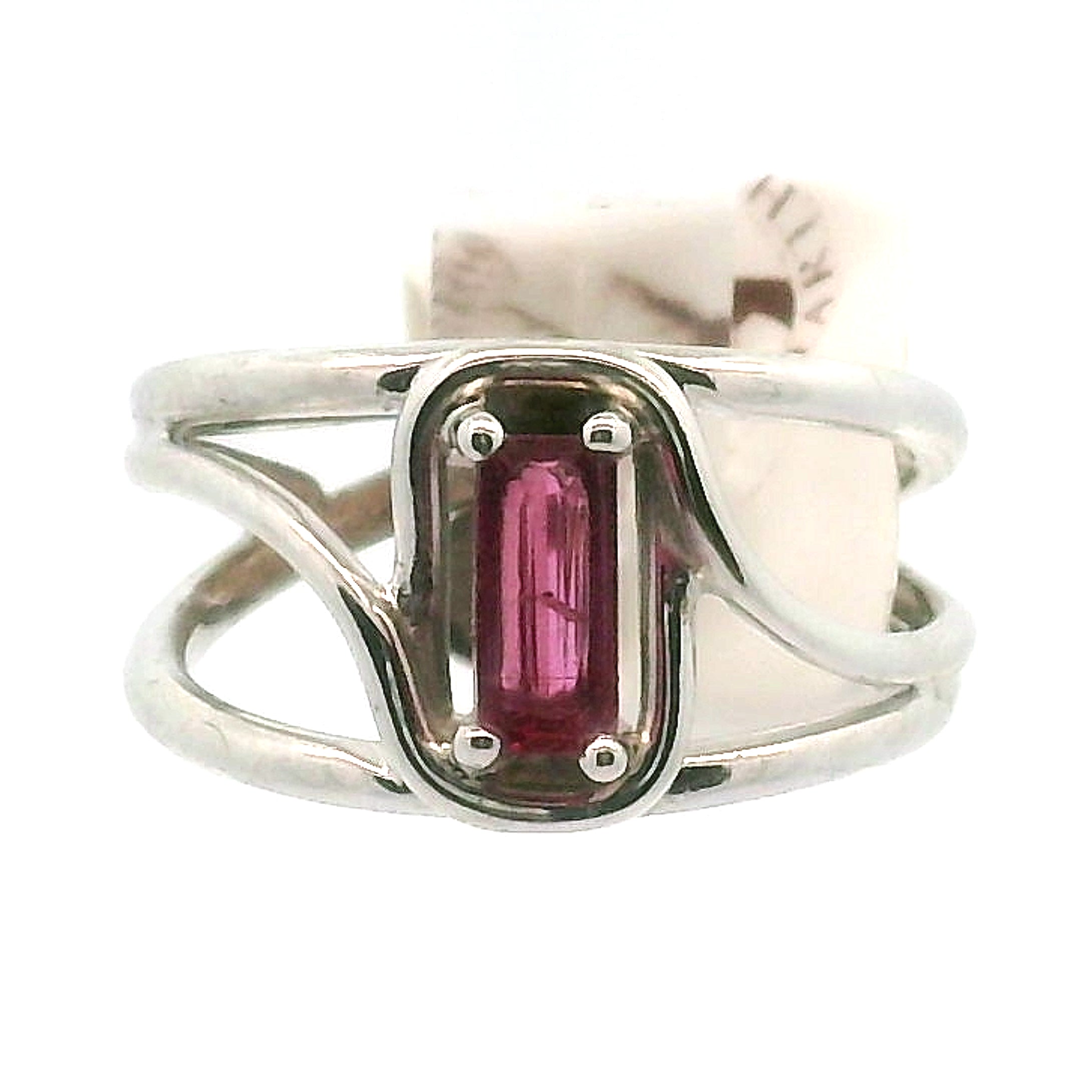 Pink Tourmaline Midi Cuff Ring .925 Silver for Joy, Kindness and Love