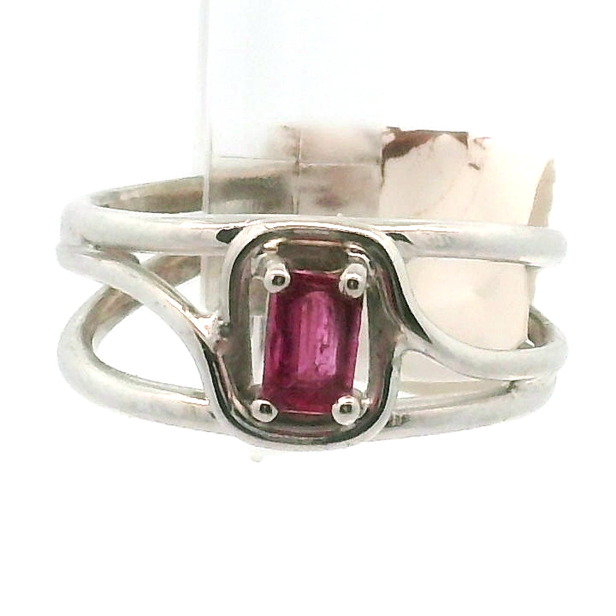 Pink Tourmaline Midi Cuff Ring .925 Silver for Joy, Kindness and Love