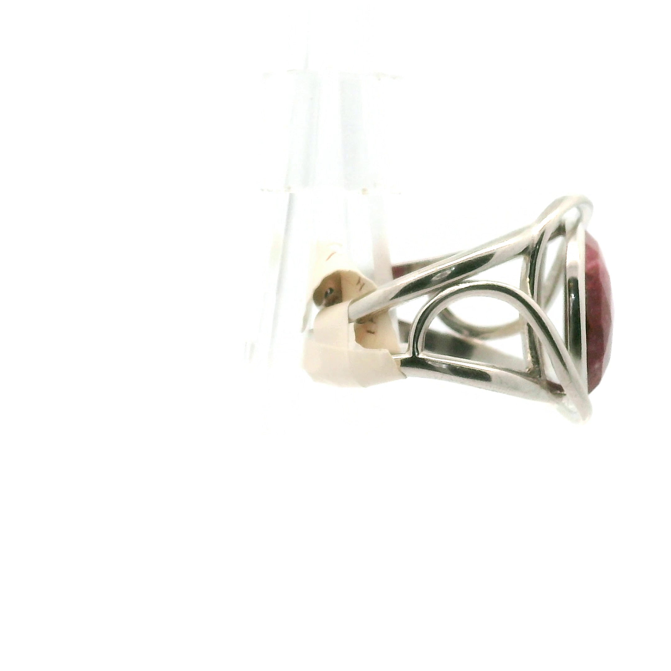 Thulite Rose Cut Cuff Ring .925 Silver for Expressing Love and Experiencing Pleasure