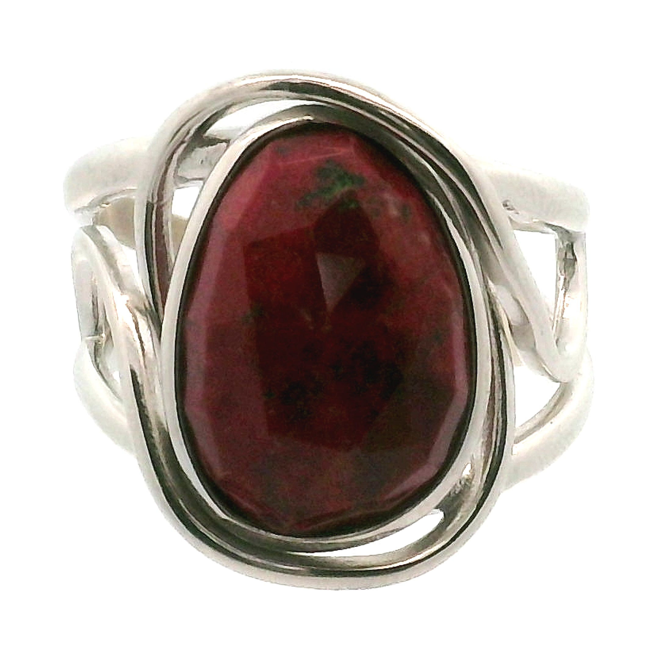 Thulite Rose Cut Cuff Ring .925 Silver for Expressing Love and Experiencing Pleasure