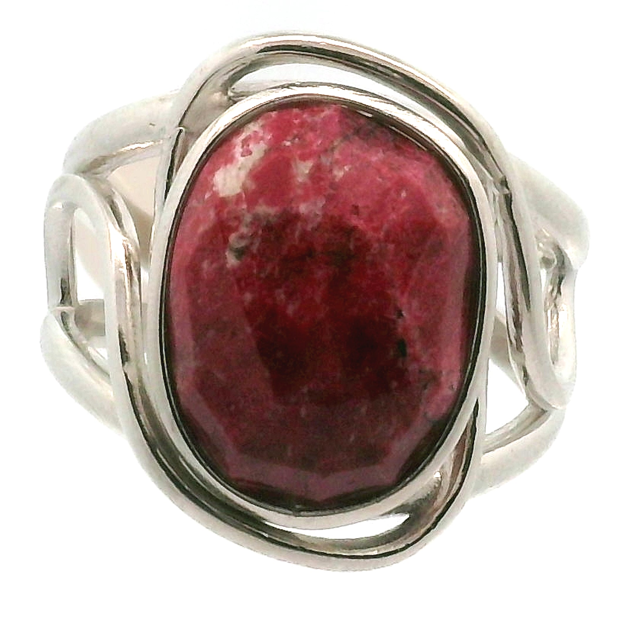 Thulite Rose Cut Cuff Ring .925 Silver for Expressing Love and Experiencing Pleasure